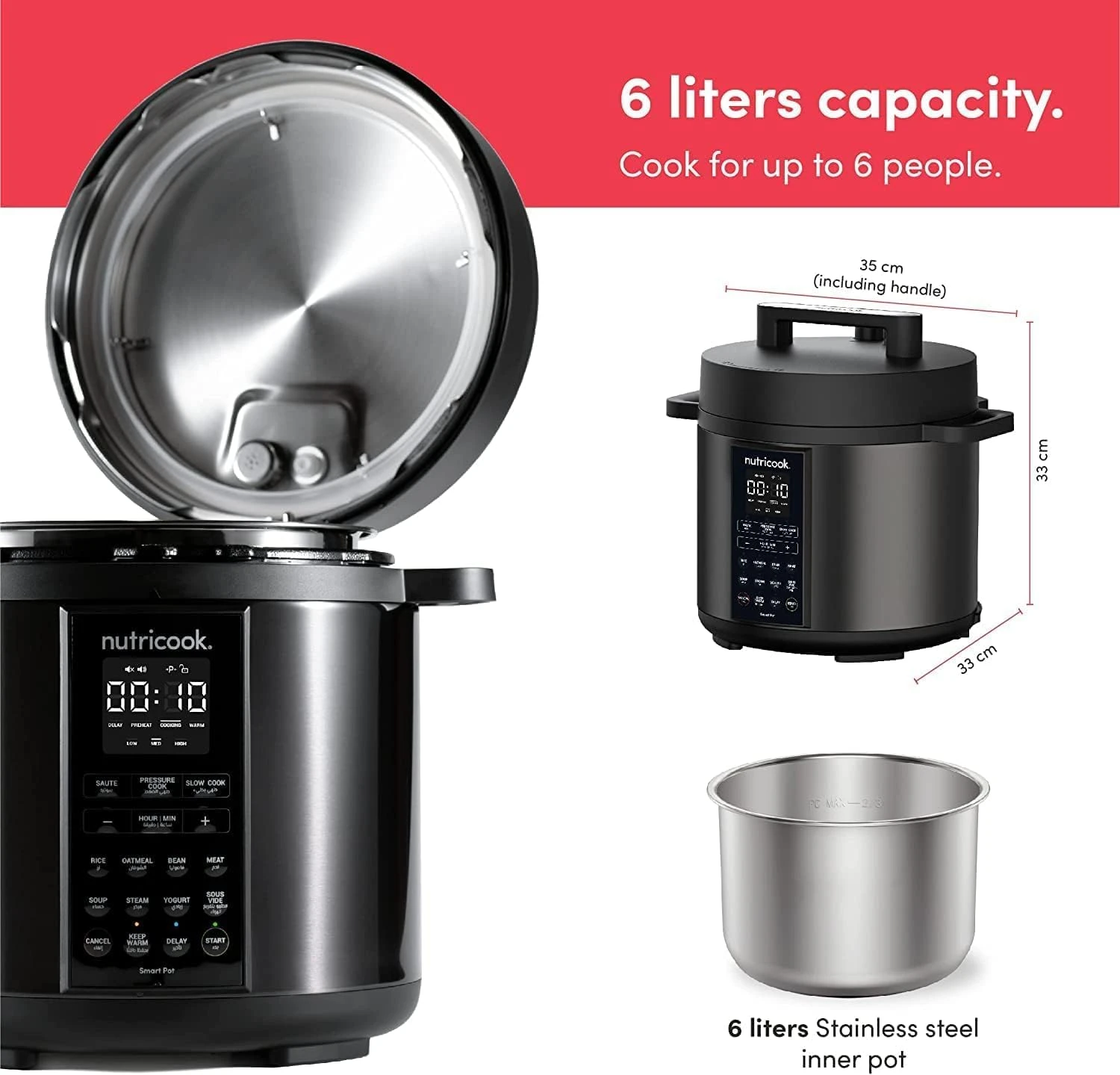 Nutricook Smart Pot 2 Rice Cooker, Steamer, Sauté Pot, Yogurt Maker & More,9 In 