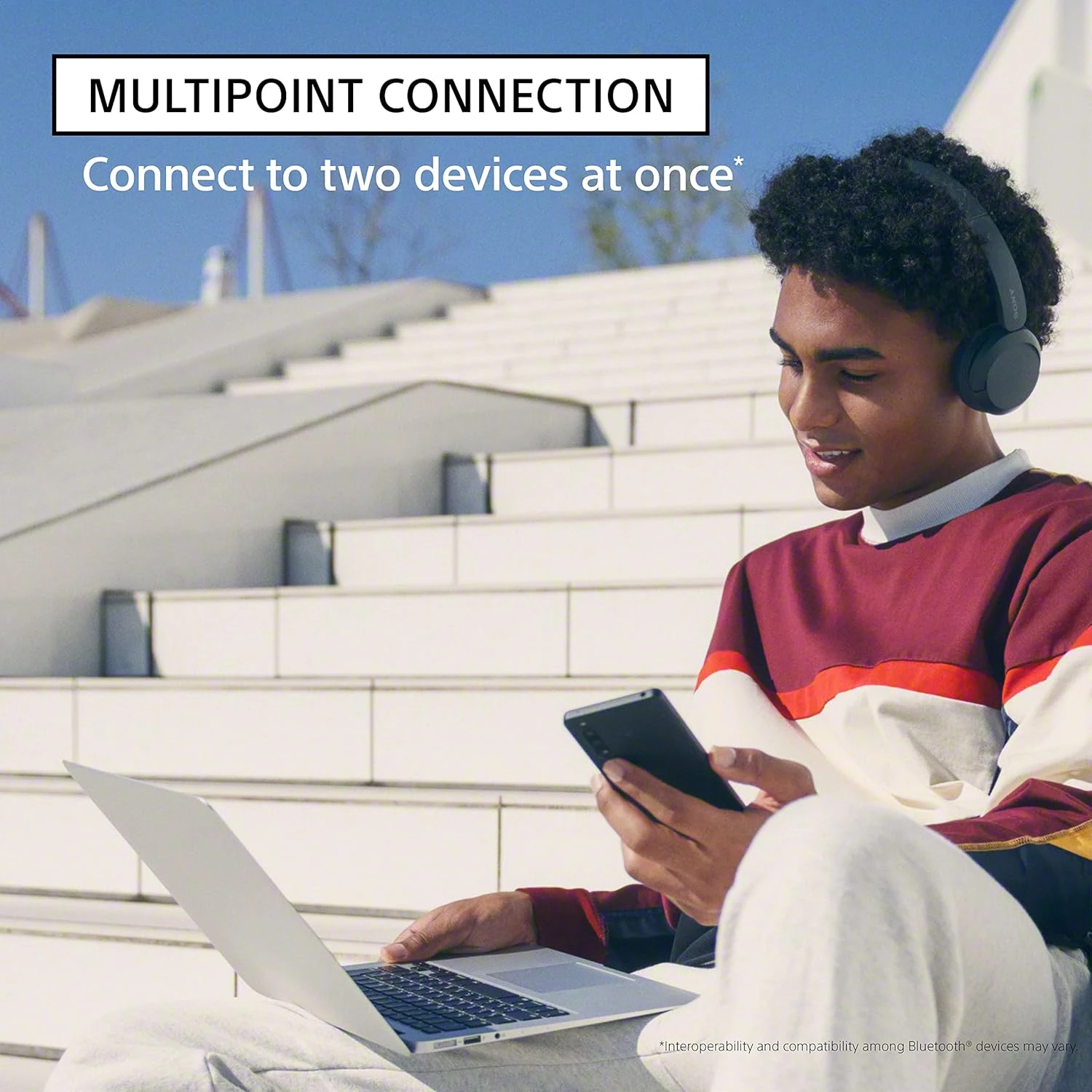 Sony WH-CH520 Wireless Headphones, 50 hours battery life, Clearer hands-free cal