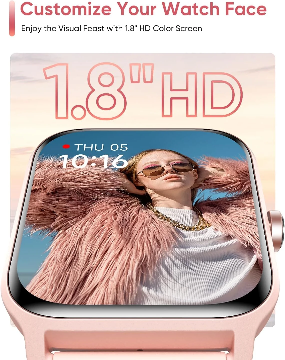 Fitpolo Smart Watch for Women Android & iPhone, Alexa Built-in [1.8" HD Screen] 
