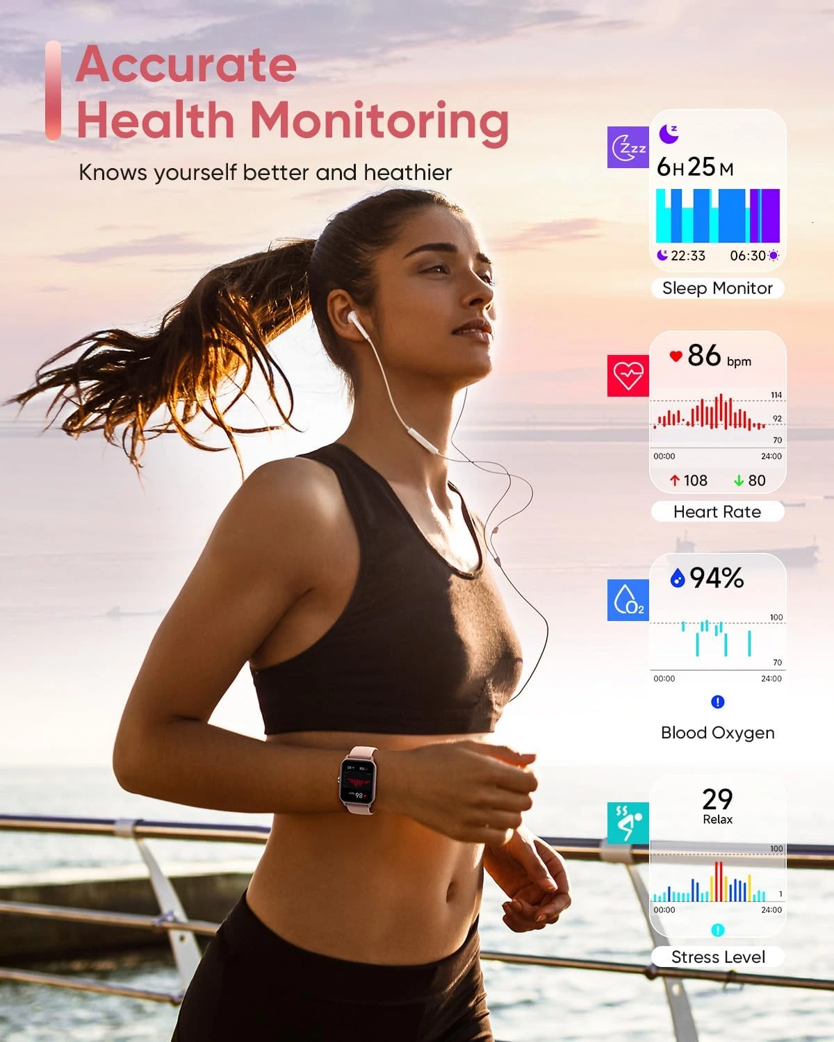 Fitpolo Smart Watch for Women Android & iPhone, Alexa Built-in [1.8" HD Screen] 