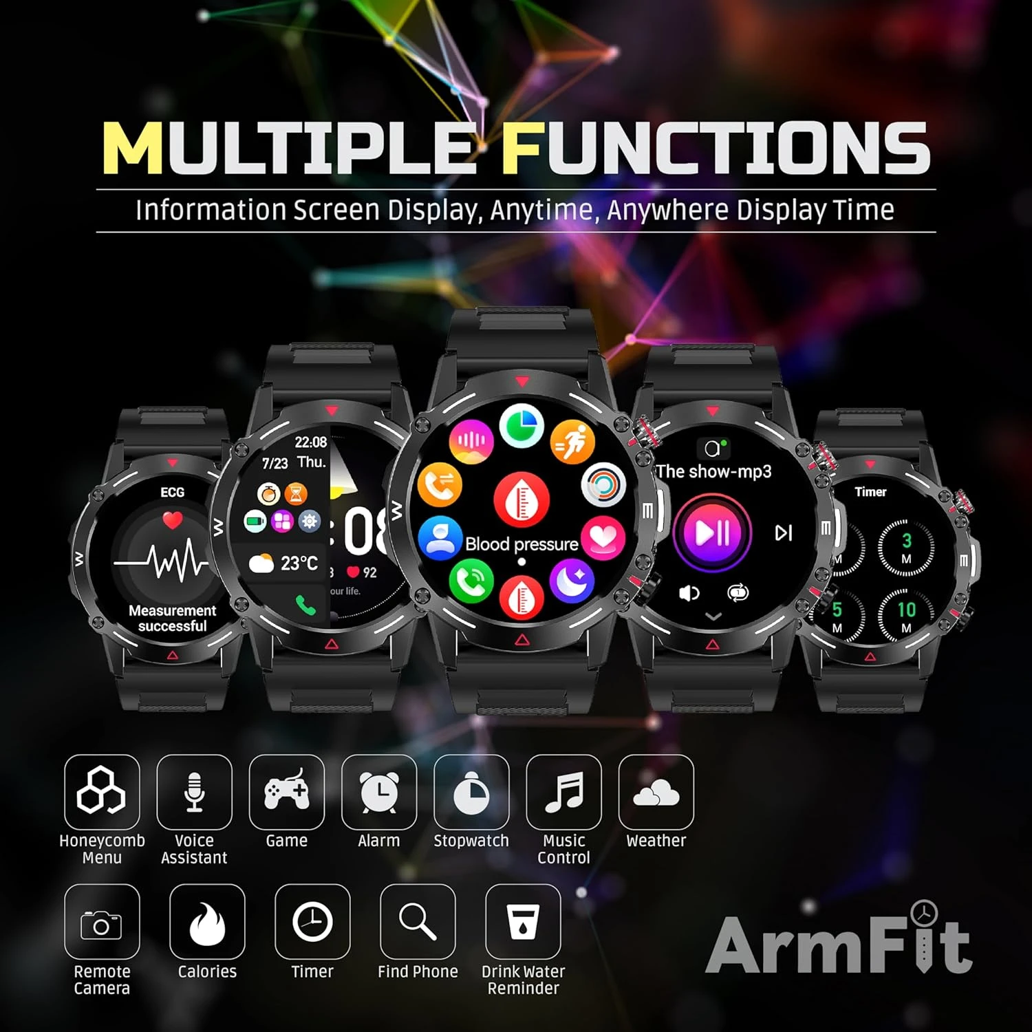 Armfit HULK Smart watch with AMOLED Always On Display Smart watches for men, BT 
