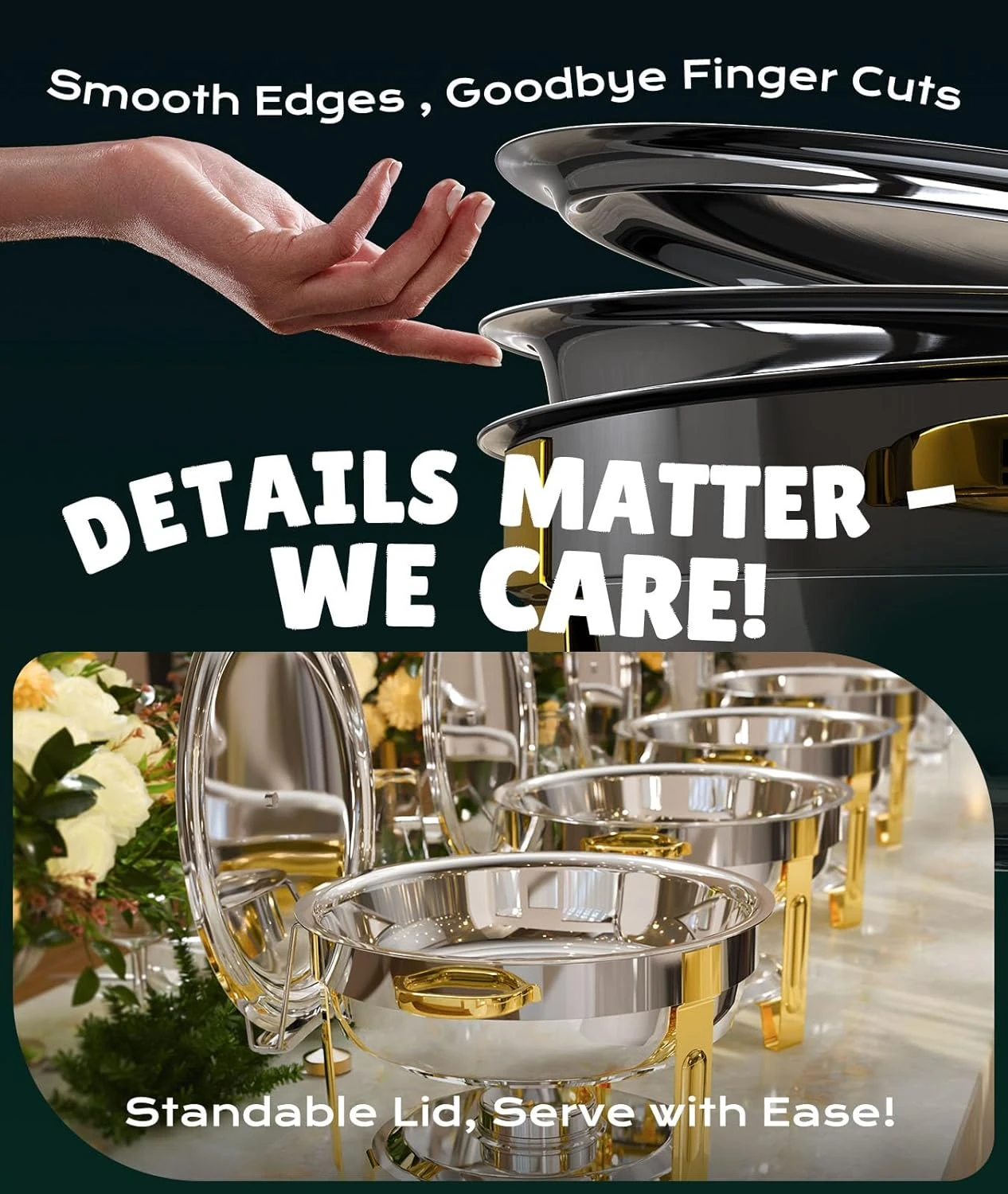 ZILODE Round Chafing Dish Buffet Set Elegant Gold Color
