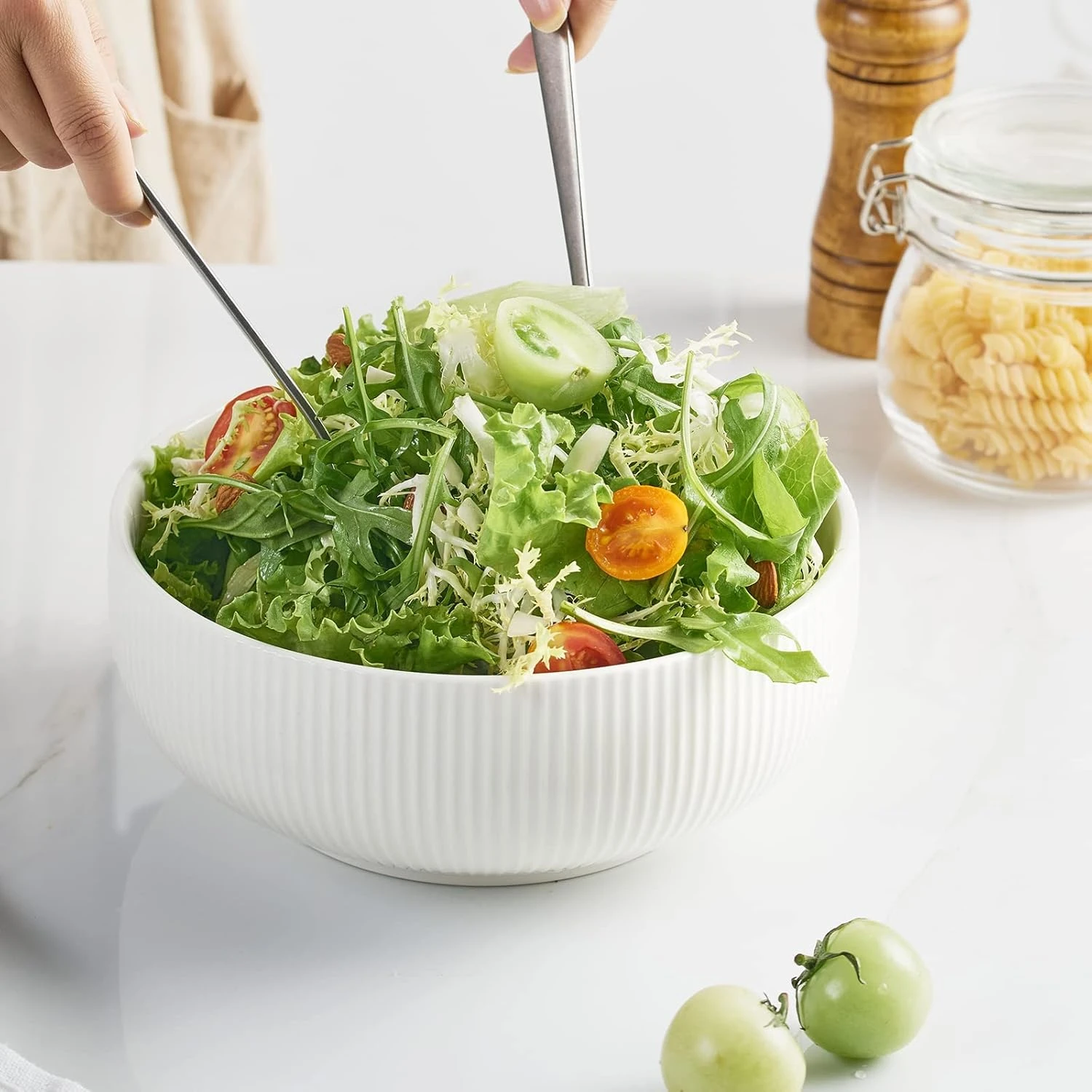 getstar 8-Inch Ceramic Salad Bowl – 60 oz Large Serving Bowl for Fruit, Soup, Pa