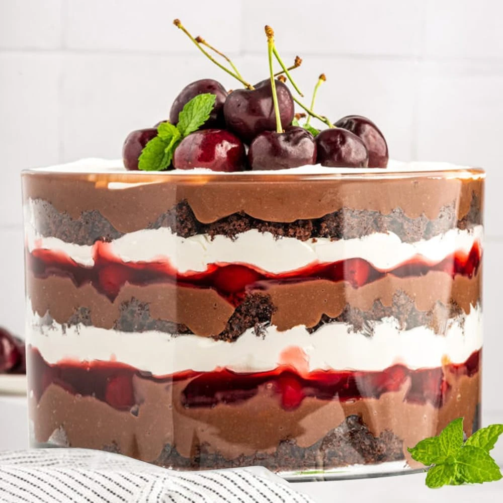 Opexscal 104oz Large Glass Trifle Bowl, Modern Design Clear Glass Round Dessert