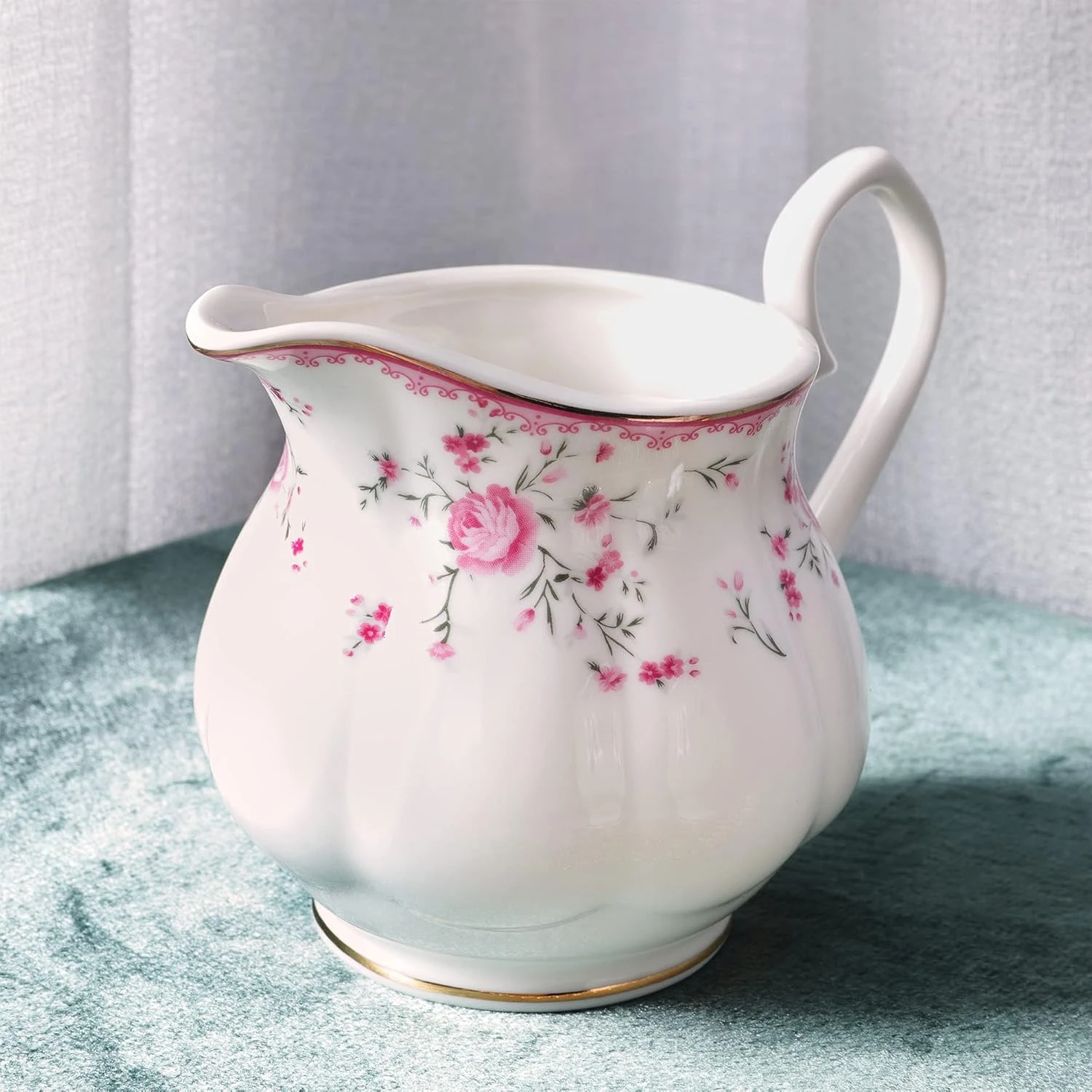 fanquare Porcelain Tea Set, Cup and Saucer Set, 6 Person Tea Set, Wedding Teapot