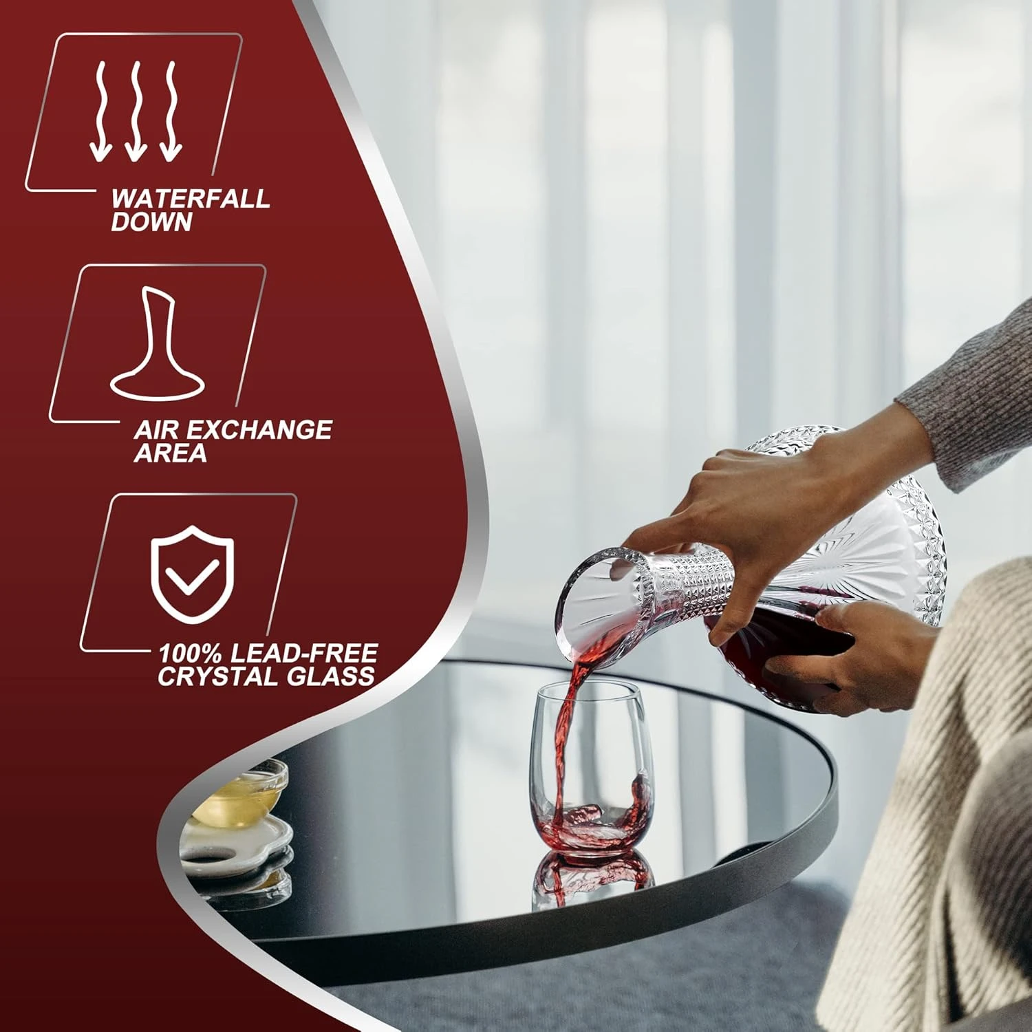 Paysky Thick Wine Decanter with Gift Box, Crystal Glass Engraved Decanter, Elega
