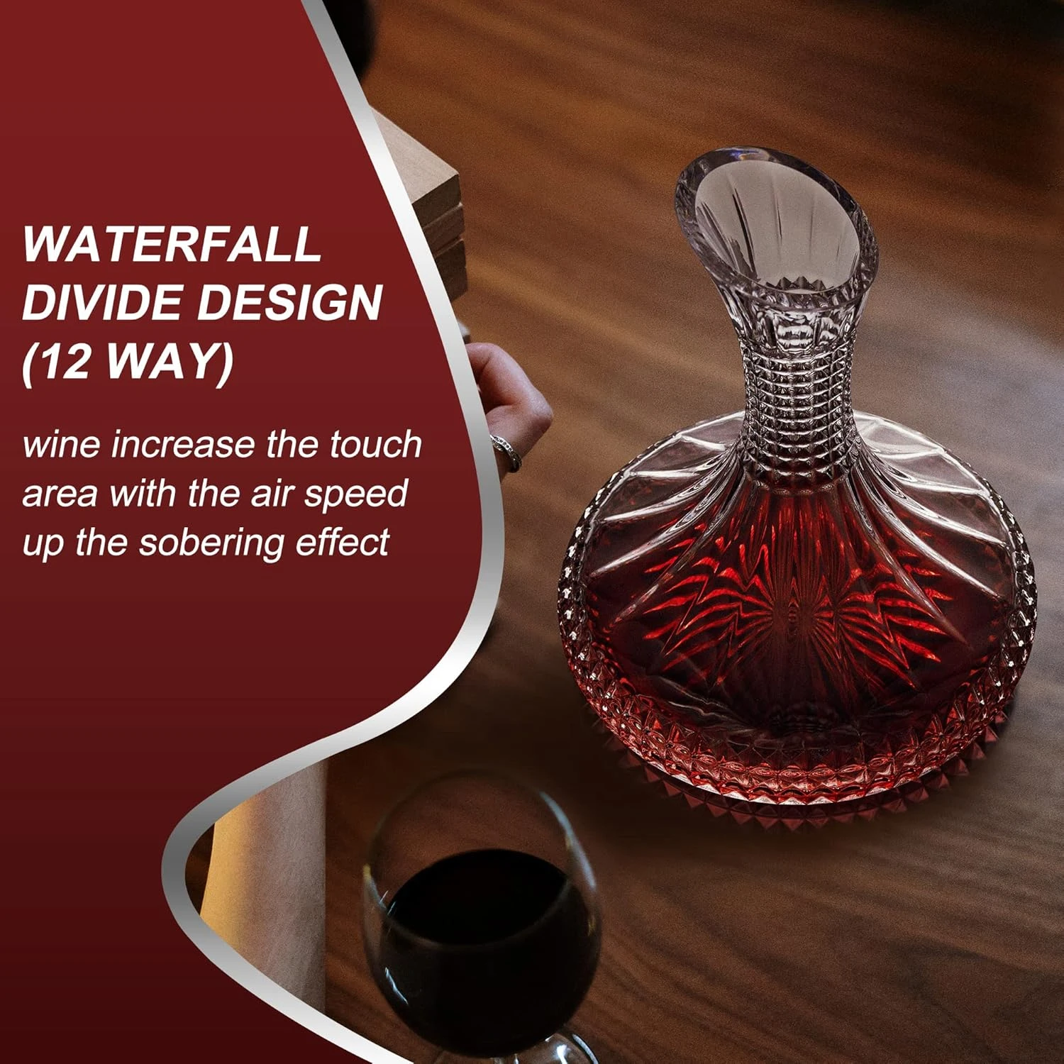 Paysky Thick Wine Decanter with Gift Box, Crystal Glass Engraved Decanter, Elega