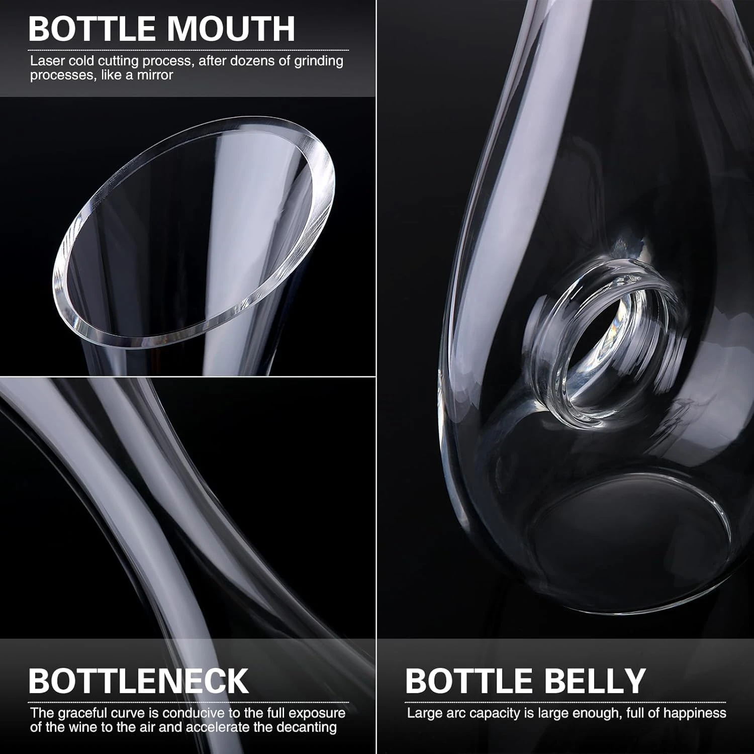 MWNI Wine Decanters and Carafes -1.2 Liters Lead-Free Crystal Wine Decanter Set,