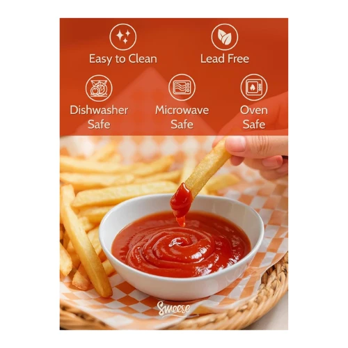 Sweese 4 Inch Porcelain Small 4 oz Bowls for Sauce | Charcuterie | Dipping | Sna