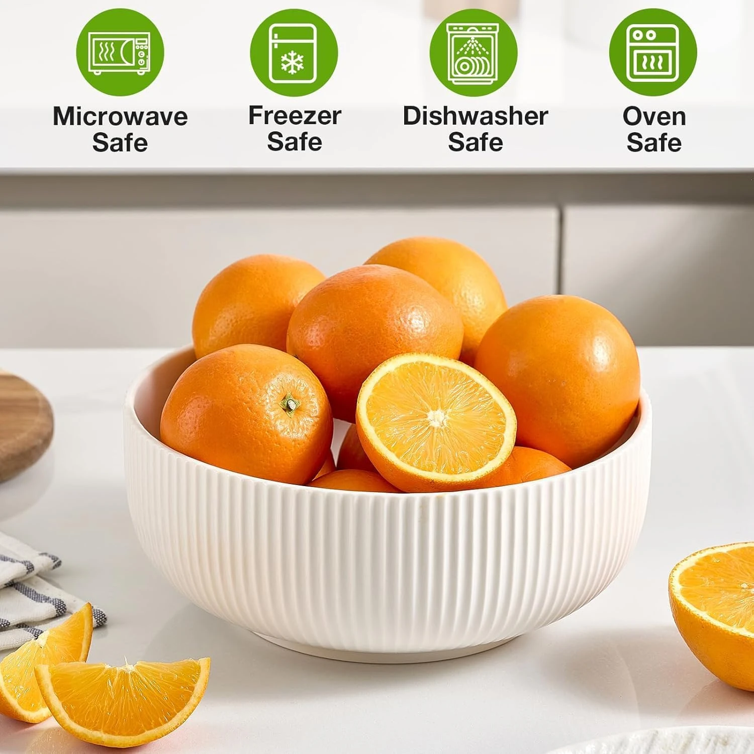 2 Pack Salad Bowl, 8 inch 60 oz Large Serving Bowl Set, Deep Bowl for Kitchen, W