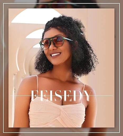 FEISEDY Retro Square Sunglasses Women Men 70s Vintage Trendy Plastic Frame Sun G
