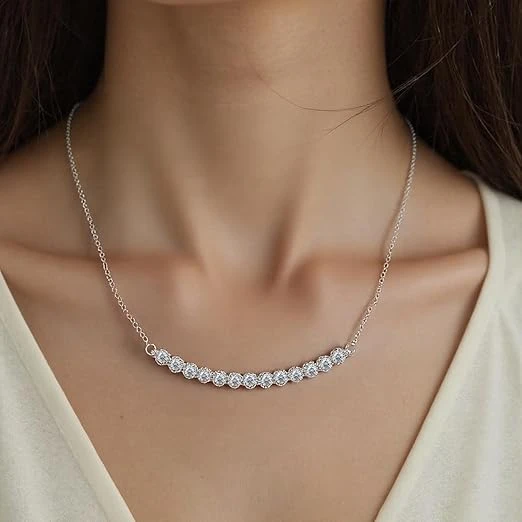Ladies' Moissanite necklace, 925 silver plated with 18K white gold, 0.5CT lab-cr