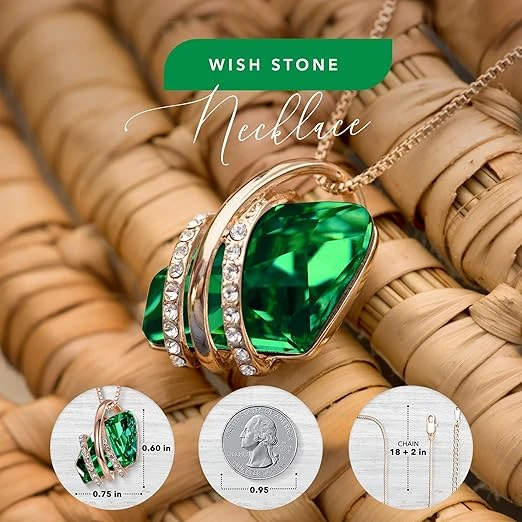 Leafael Wish Stone Pendant Necklace, Necklaces for Women with Birthstone Crystal