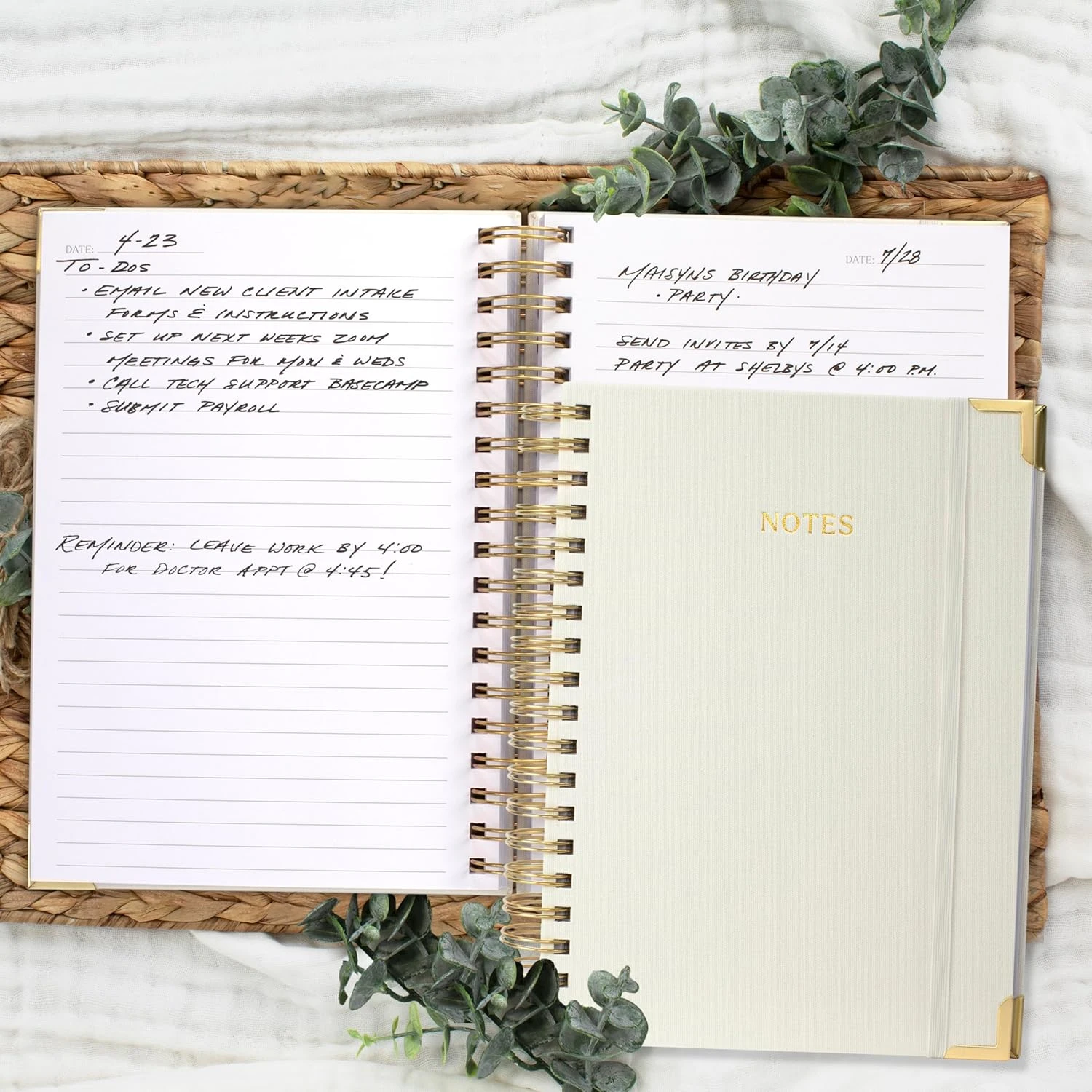 Aesthetic Thick Spiral Notebook Journal For Women in B5 Format - Modern Linen Ha