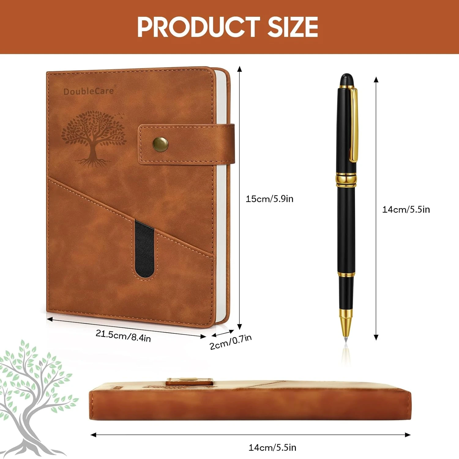 Lined Journal Notebook, A5 Leather Hardcover Thick College Ruled Thick Classic w