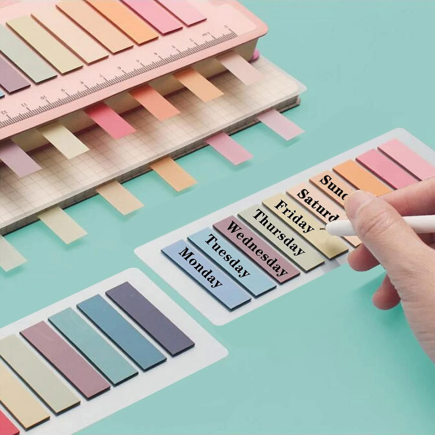 ELII 1200pcs Page Markers,Morandi Sticky Note Tabs Colored Writable and Repositi
