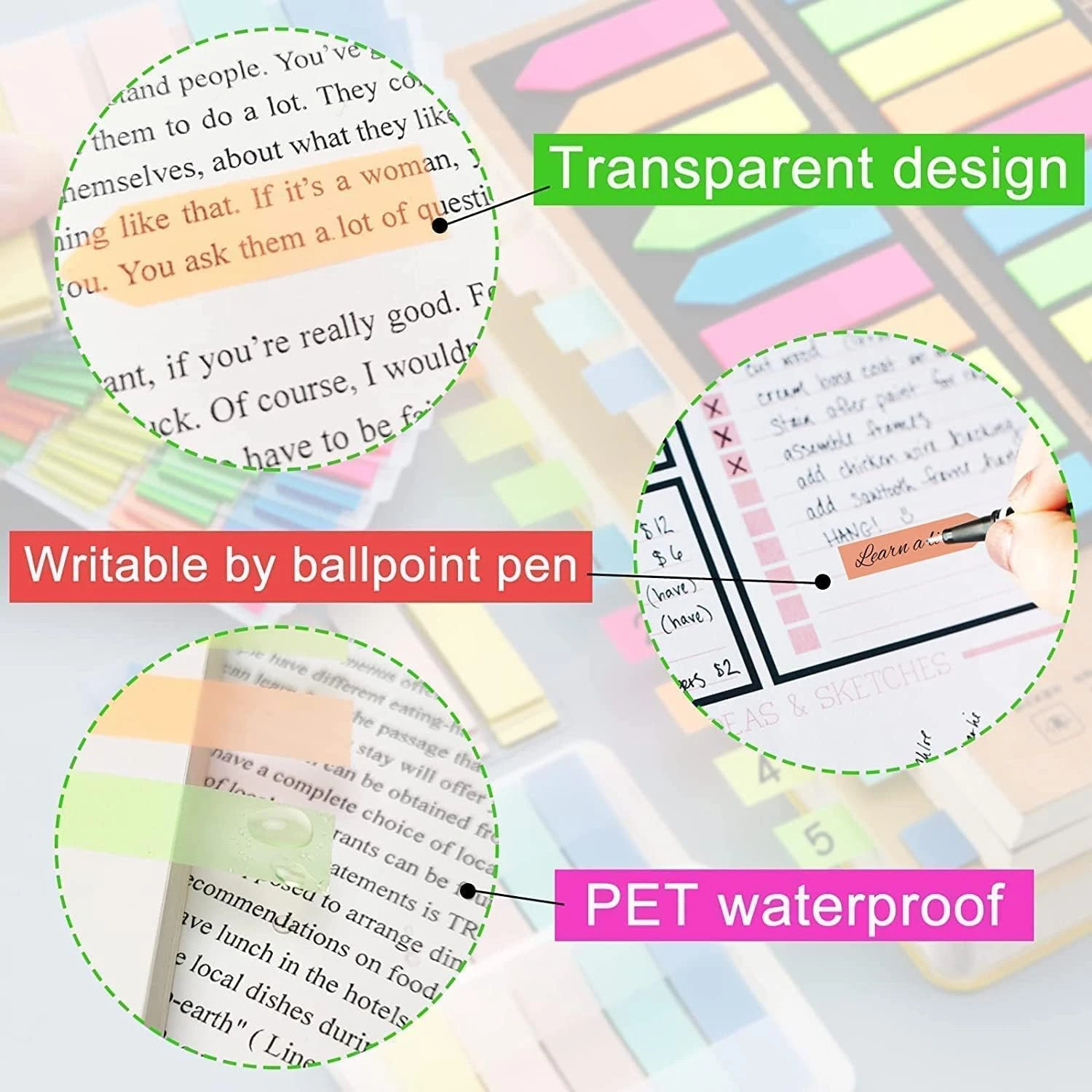 MARKQ 175 Pcs Arrow Page Markers, Post-It Sticky Notes Tab, Index Tab Flags for 