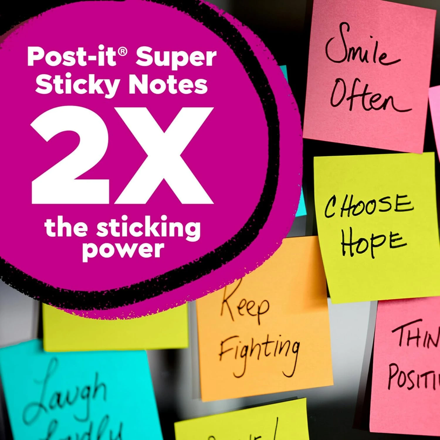 Post-it Super Sticky Notes 3x3 in (76 x 76 mm) 654 Miami Assorted colors, 5 pads