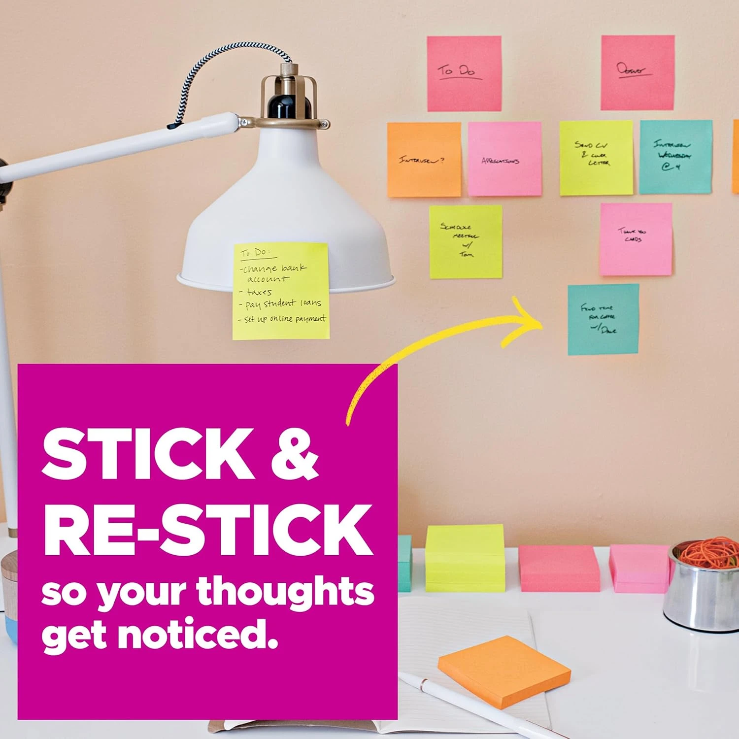 Post-it Super Sticky Notes 3x3 in (76 x 76 mm) 654 Miami Assorted colors, 5 pads