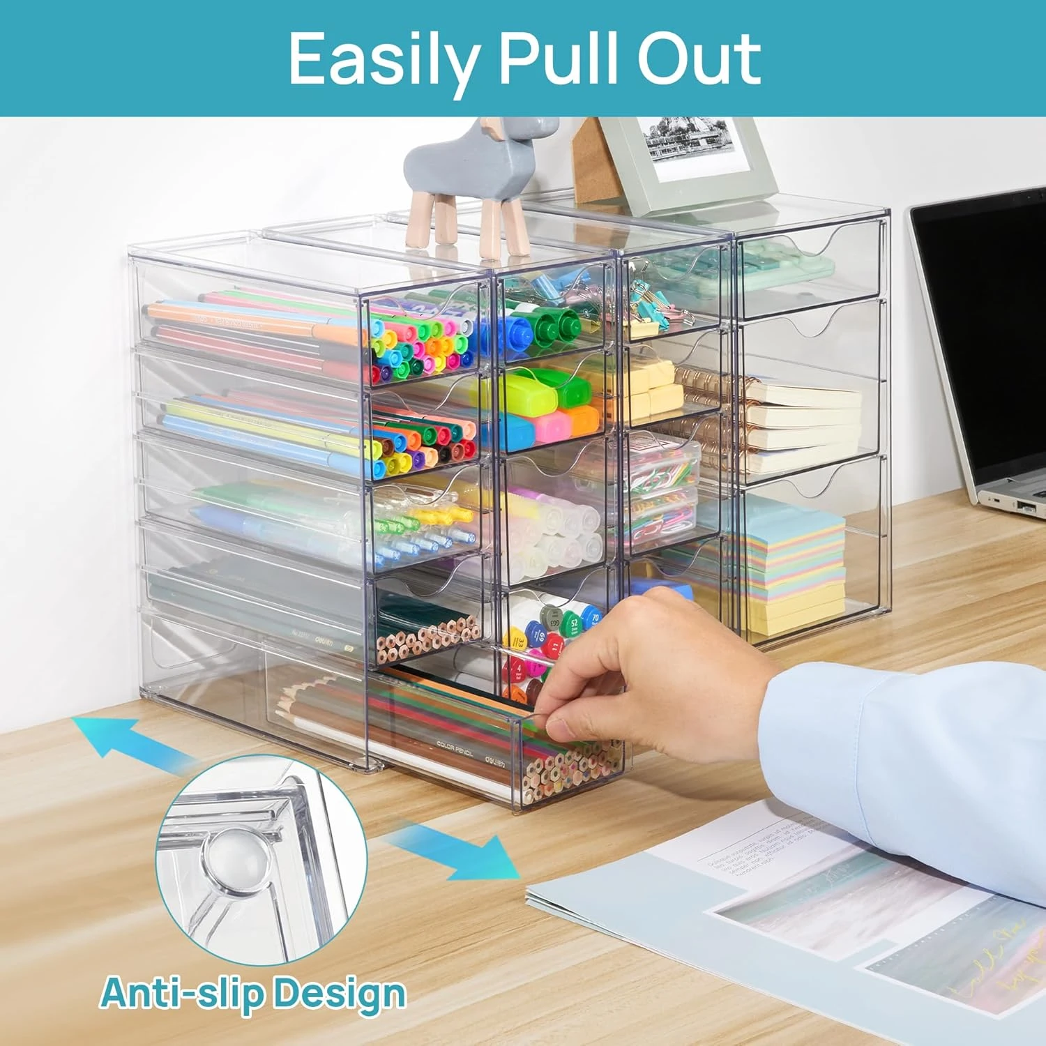 Vtopmart Acrylic Organizer with 16 Drawers (4 Set),Clear Storage Drawers for Off