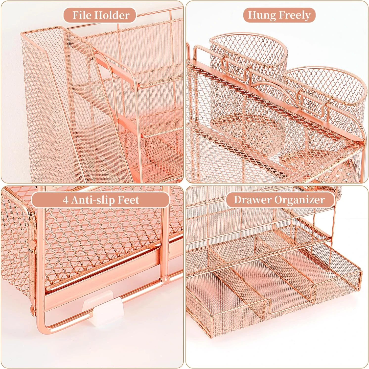 gianotter Paper Letter Tray Organizer with File Holder, 4-Tier Desk Accessories 