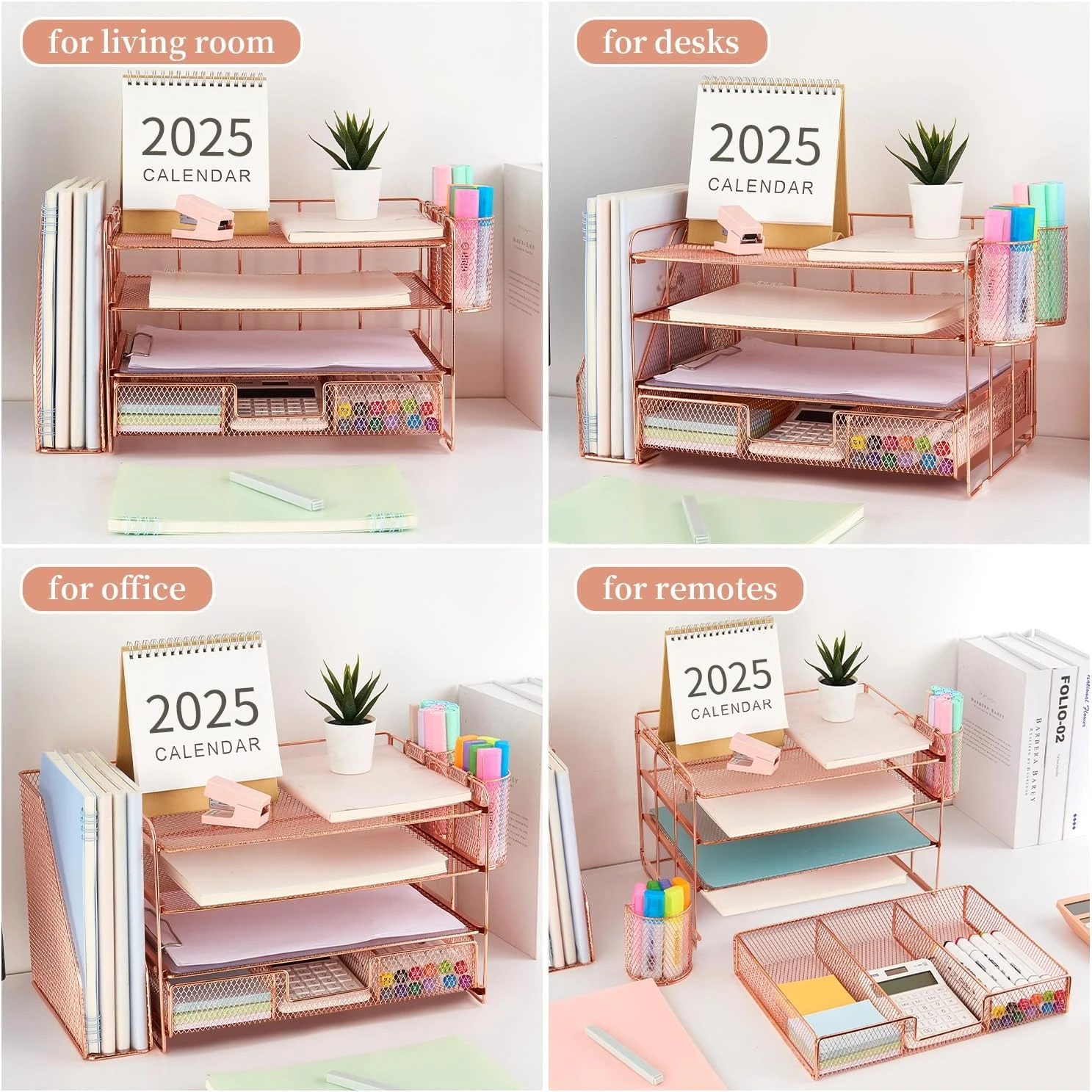 gianotter Paper Letter Tray Organizer with File Holder, 4-Tier Desk Accessories 