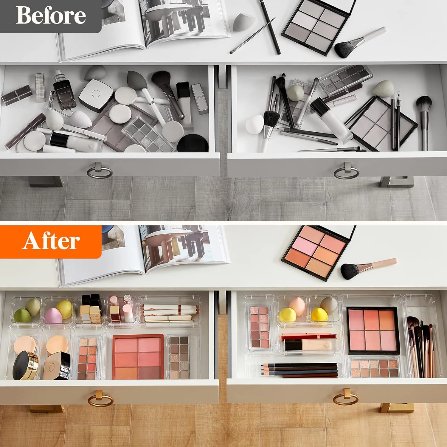 Lifewit 25 PCS Drawer Organiser Set Clear Plastic Desk Organizer Drawer Dividers