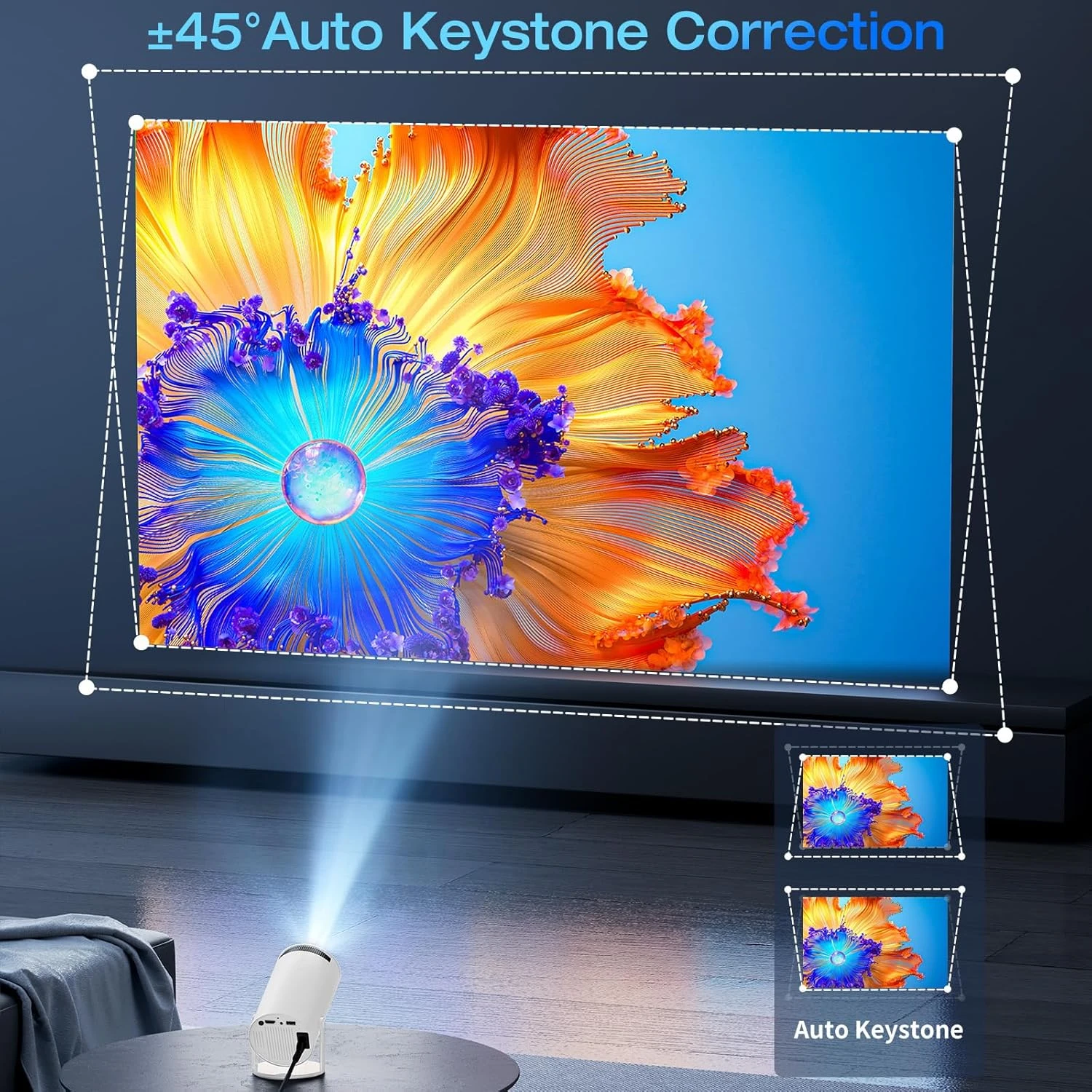 ELEPHAS WiFi Bluetooth Mini Portable Projector – 10000 Lux Movie Projector with 