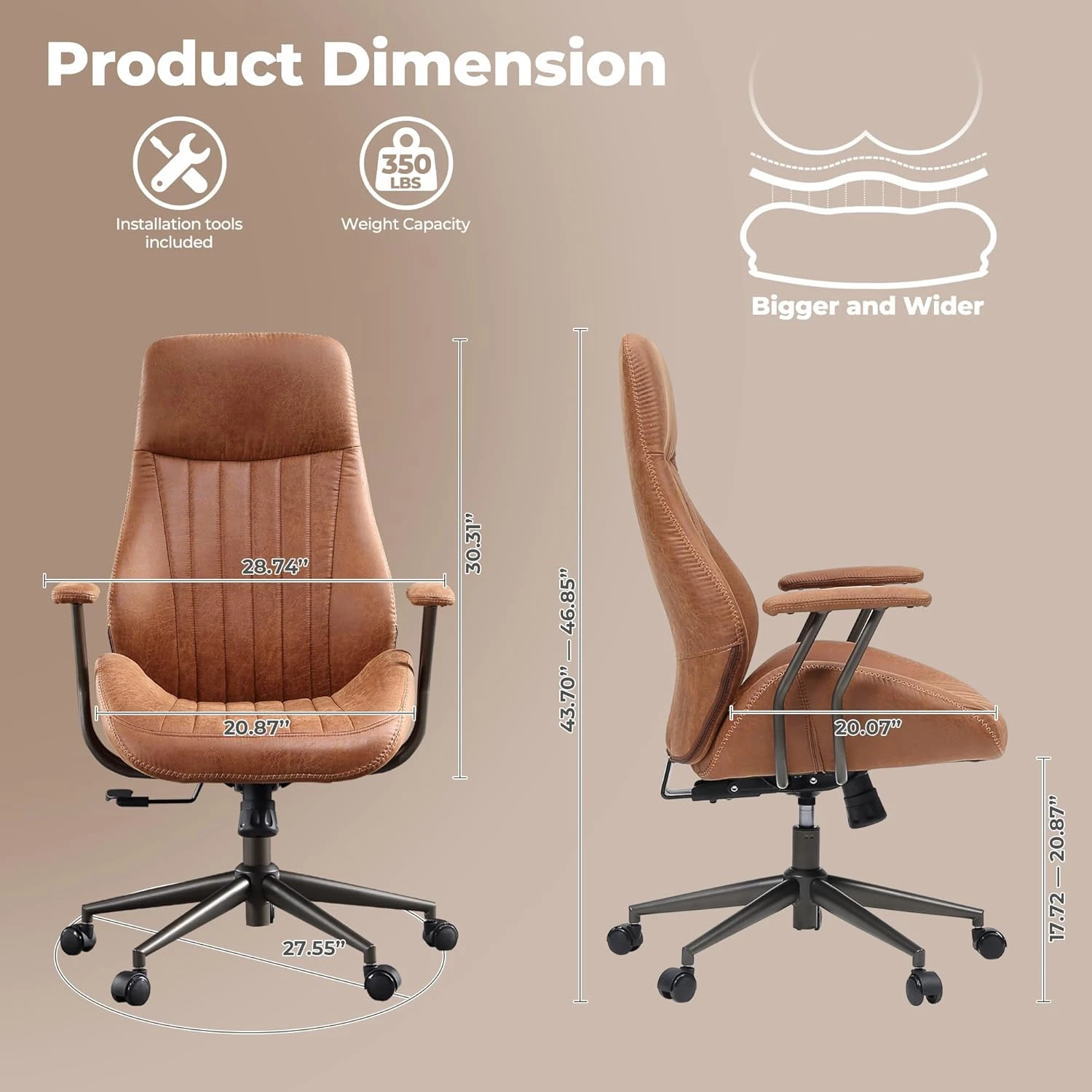 Ergonomic Office Chair Home Office Desk Chair Computer Chair with Lumbar Support