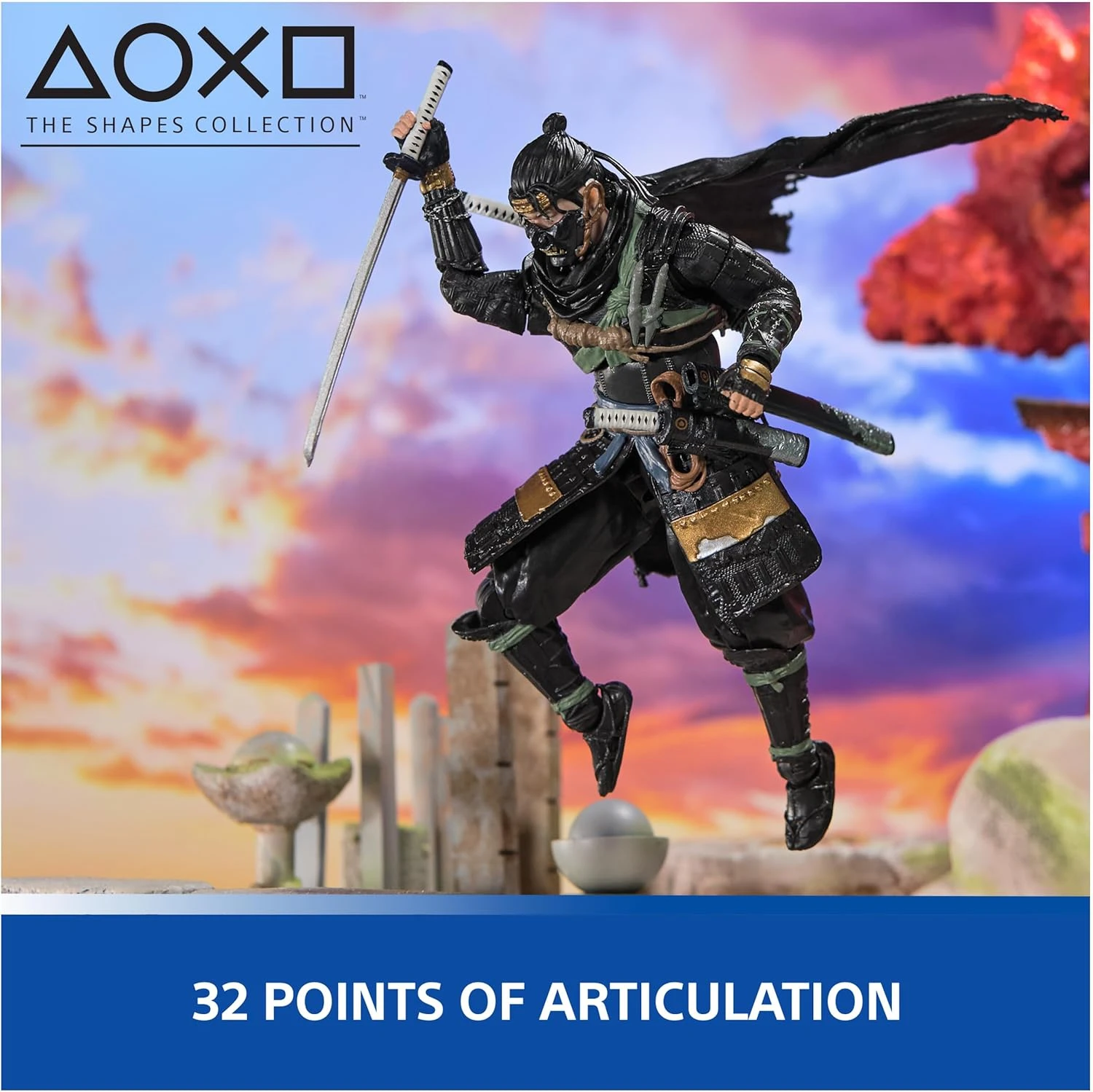 PlayStation, Ghost of Tsushima, 6” Jin Sakai Samurai Action Figure & 2 Accessori