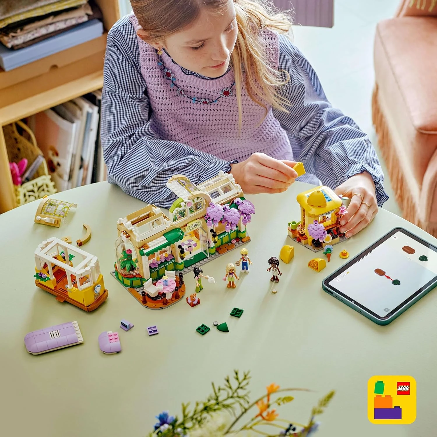 LEGO Friends Plant Café & Flower Shop Toy - Building Set with 4 Mini Dolls, a Ca