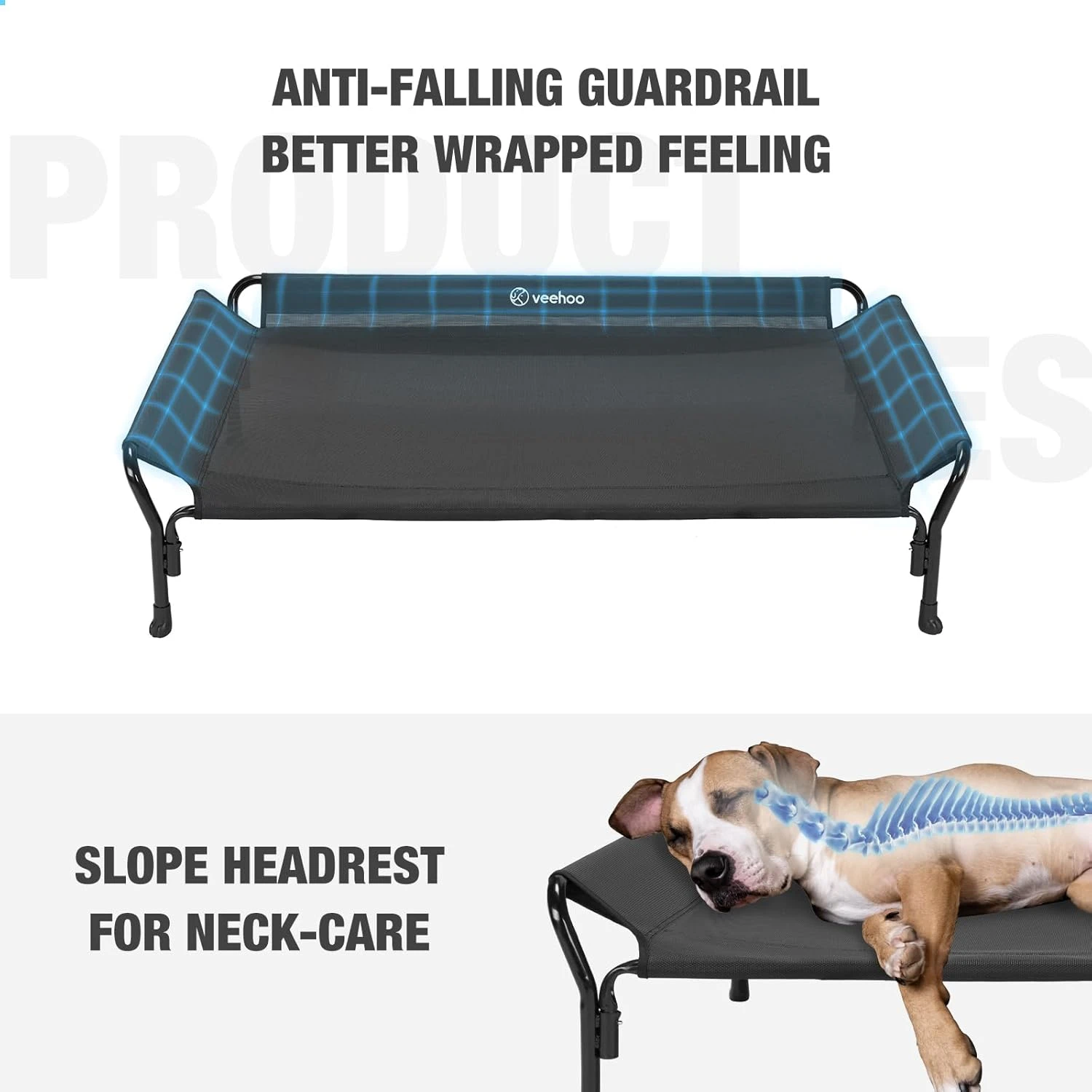 Veehoo Cooling Elevated Dog Bed, Dog Cots Beds for Large Dogs, Raised Dog Bed wi