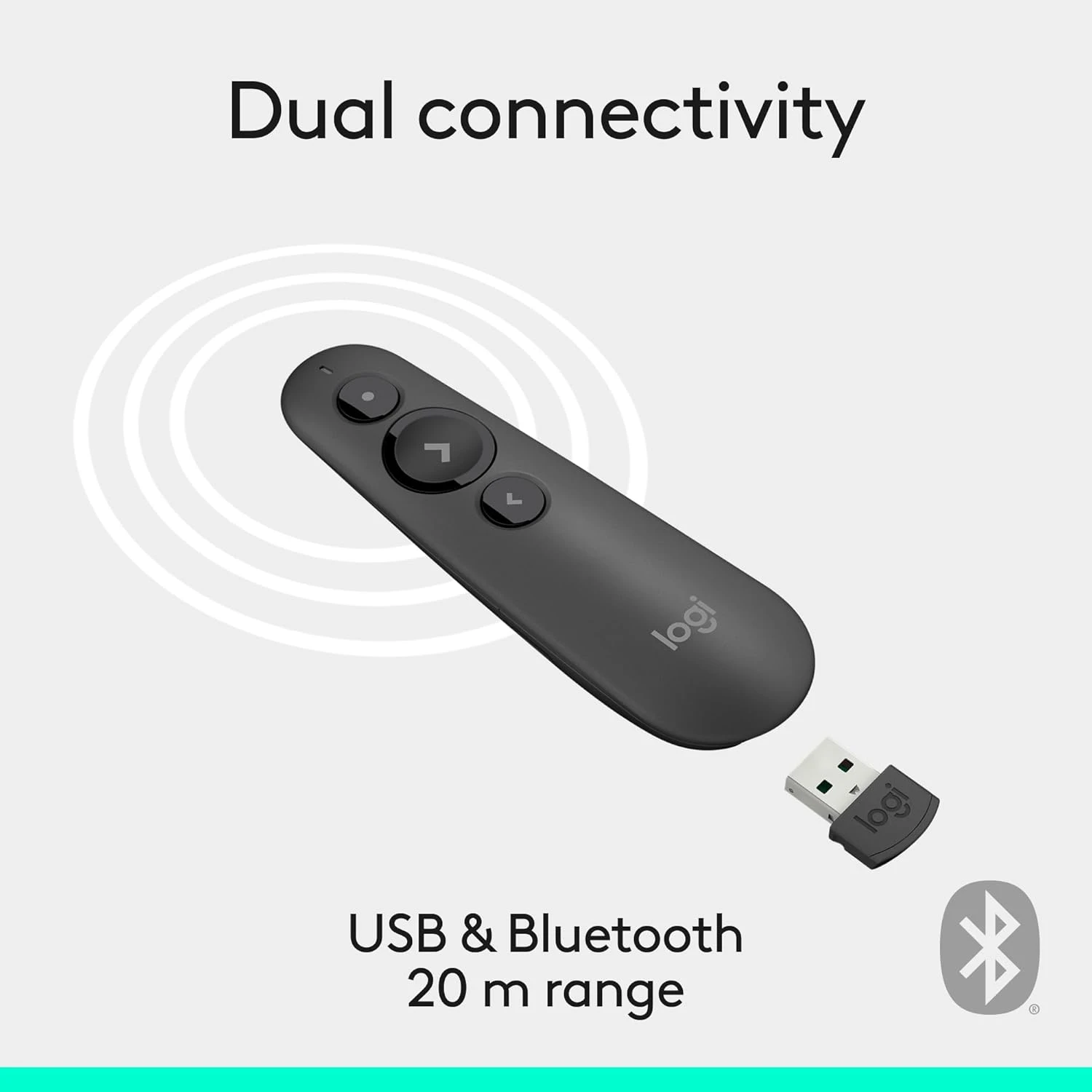 Logitech R500s Laser Presentation Remote Clicker with Dual Connectivity Bluetoot
