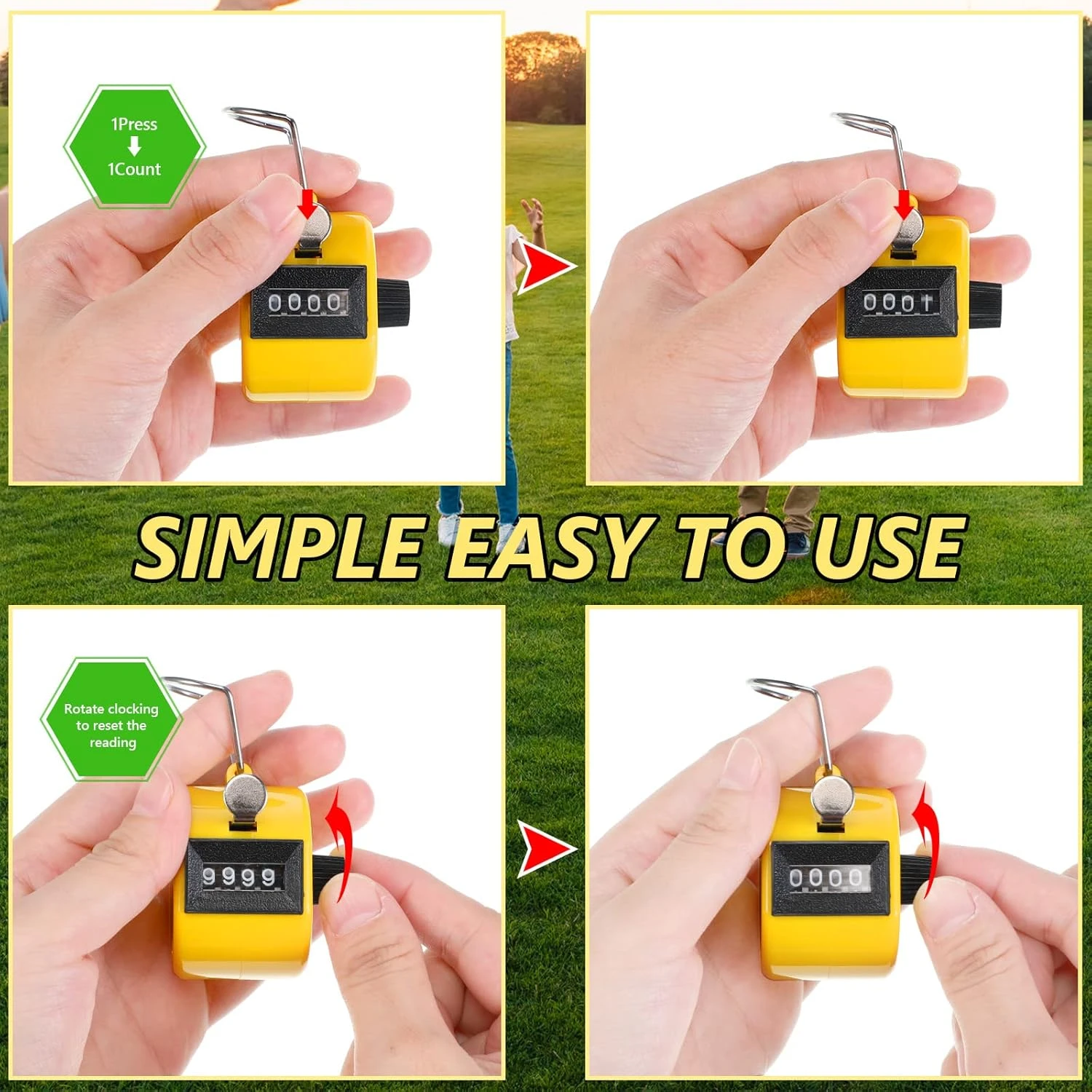 TOODOO 6 Pack Hand Tally Counter 4 Digit Mechanical Palm Click Counter Plastic H