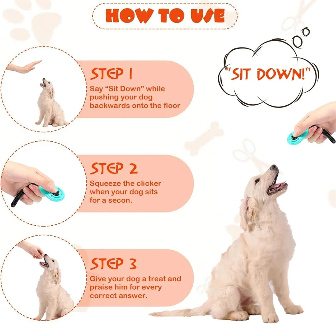 FENDOUNIU Pet Training Clicker , 2 Pcs Dog Training Clicker with Wrist Strap and