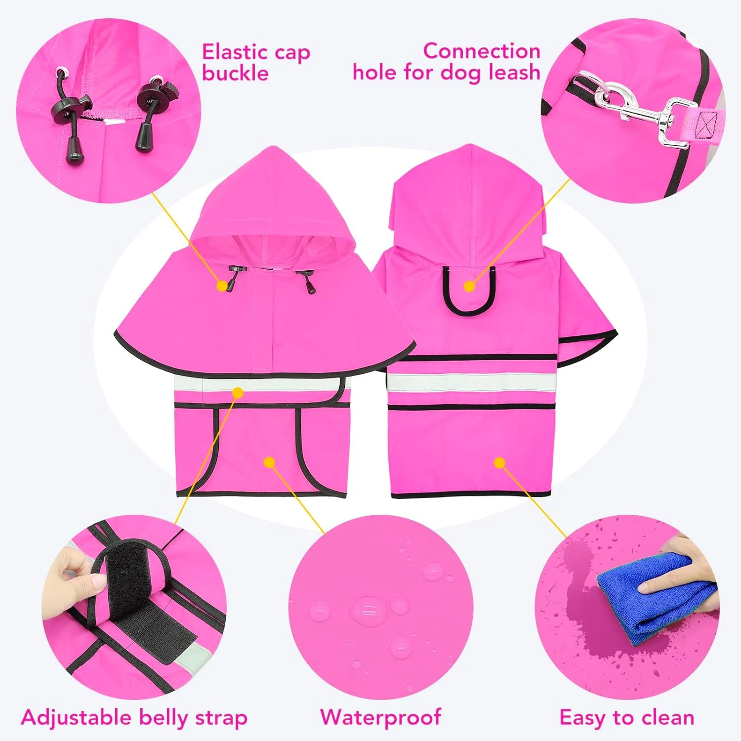 Domagiker Waterproof Dog Raincoats - Hooded Raincoats for Dogs, Adjustable Refle