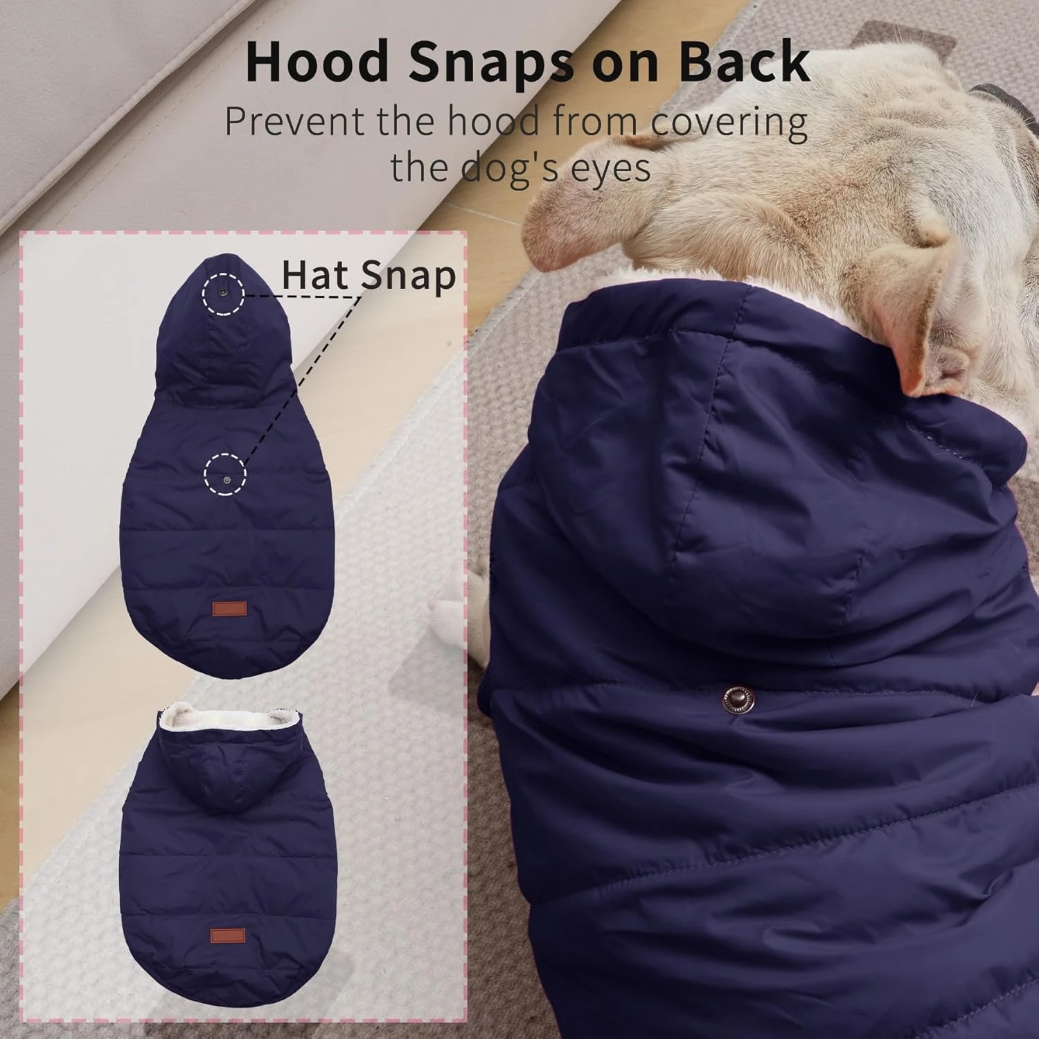 Vecomfy Fleece Lining Extra Warm Dog Hoodie in Winter for Medium Dogs Jacket Pet
