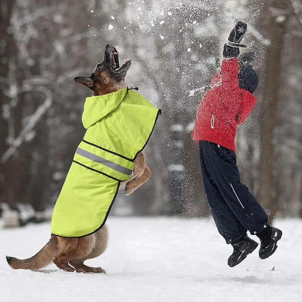 Ezierfy Dog Raincoat - Reflective Pet Rain Jacket for Dogs, Adjustable Dog Hoode