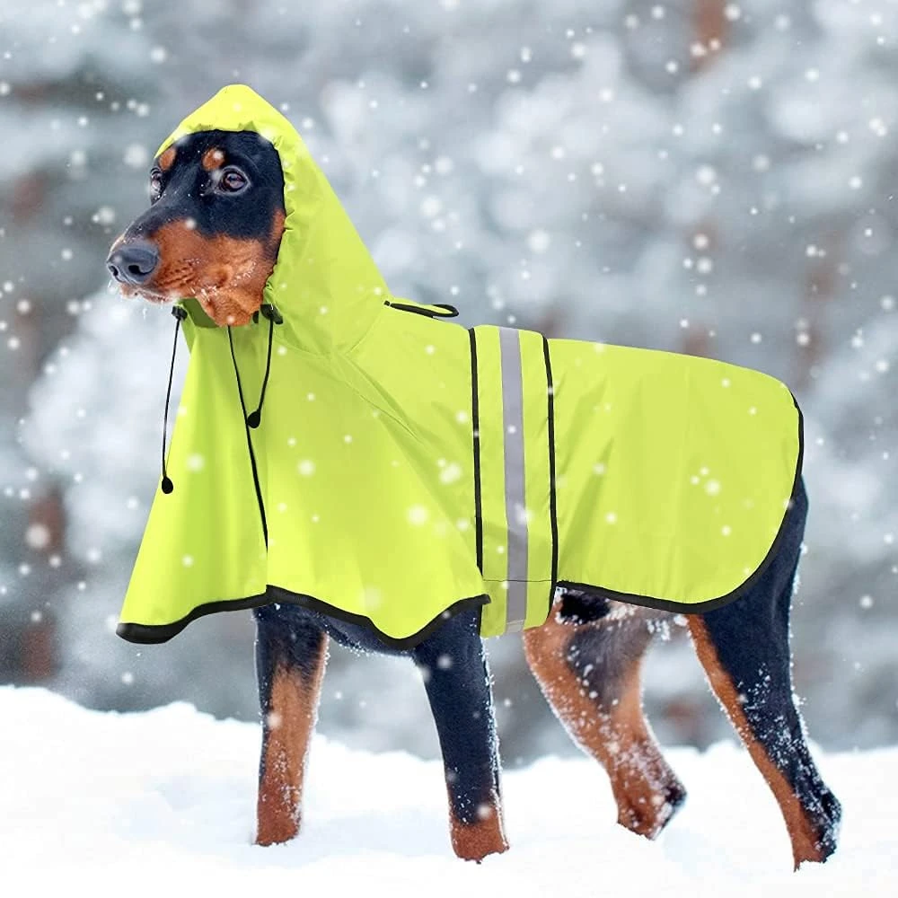 Ezierfy Dog Raincoat - Reflective Pet Rain Jacket for Dogs, Adjustable Dog Hoode
