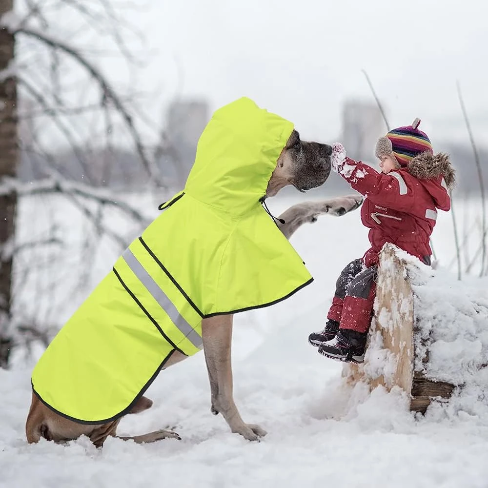 Ezierfy Dog Raincoat - Reflective Pet Rain Jacket for Dogs, Adjustable Dog Hoode