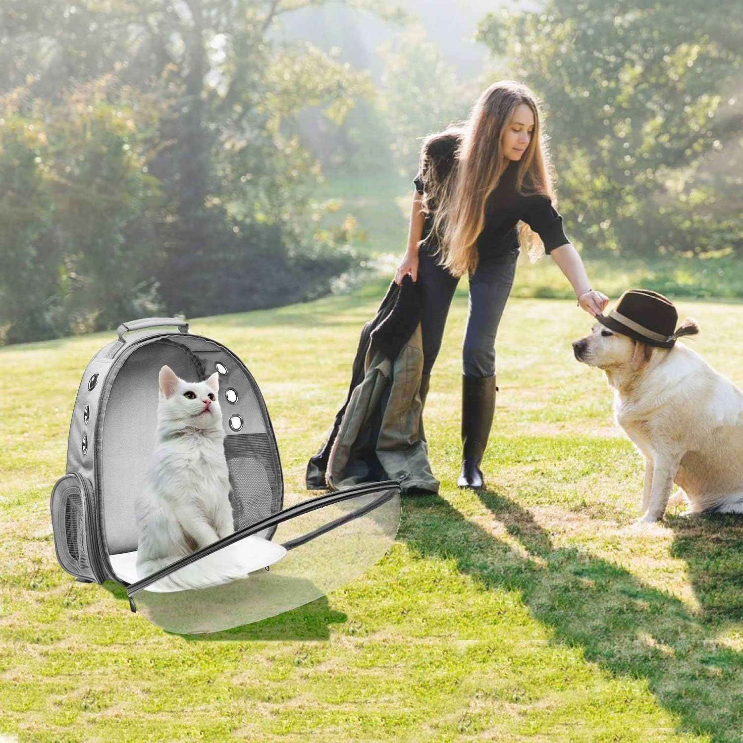 Henkelion Cat Backpack Carrier Bubble Carrying Bag, Small Dog Backpack Carrier f