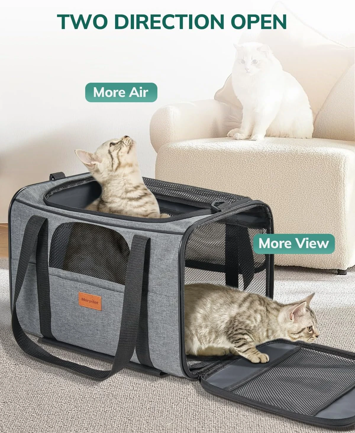 Morpilot Cat Carrier with Wheels Airline Approved, Pet Dog Carrier with Wheels f