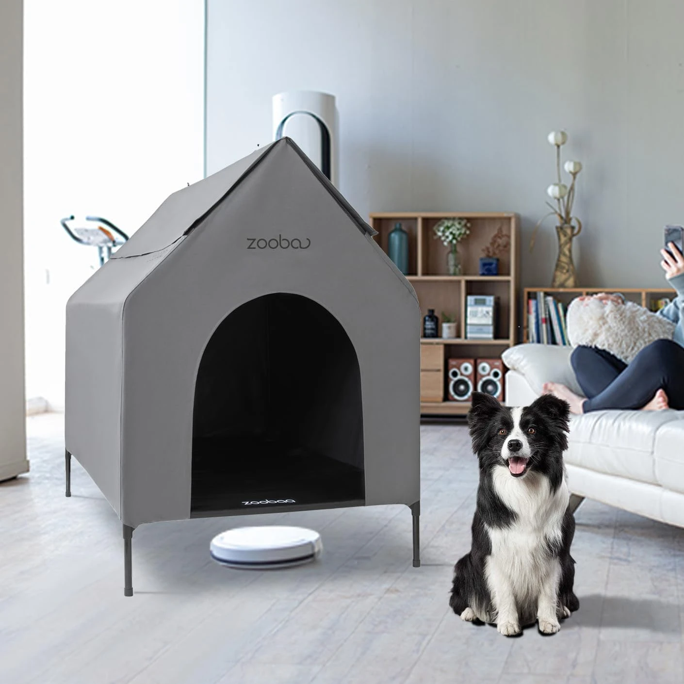 Zooba 36" Large Dog House for Indoor or Outside, Weatherproof 600D PVC Outdoor, 