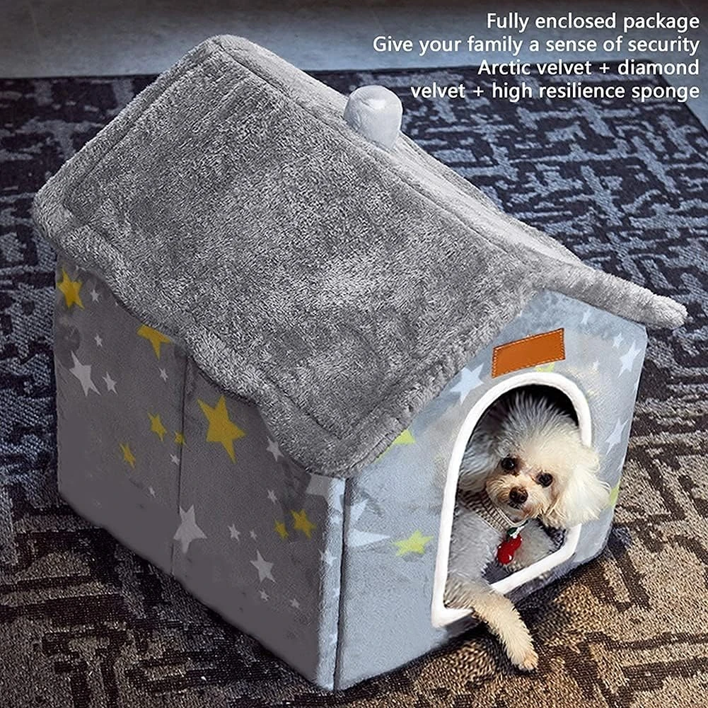 Aquarius CiCi Dog House Indoor, Foldable Dog House Kennel Bed Mat with Cushion f
