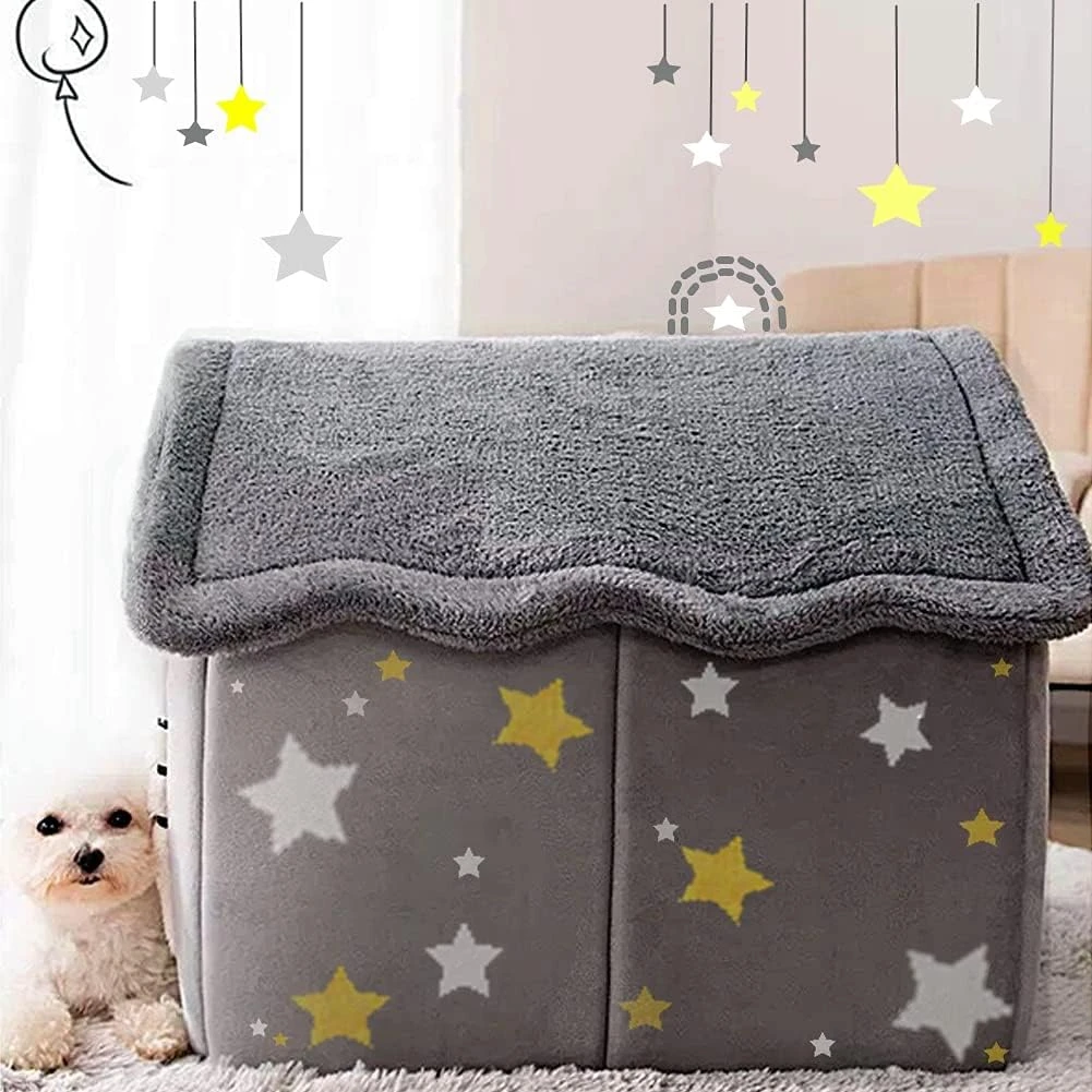 Aquarius CiCi Dog House Indoor, Foldable Dog House Kennel Bed Mat with Cushion f