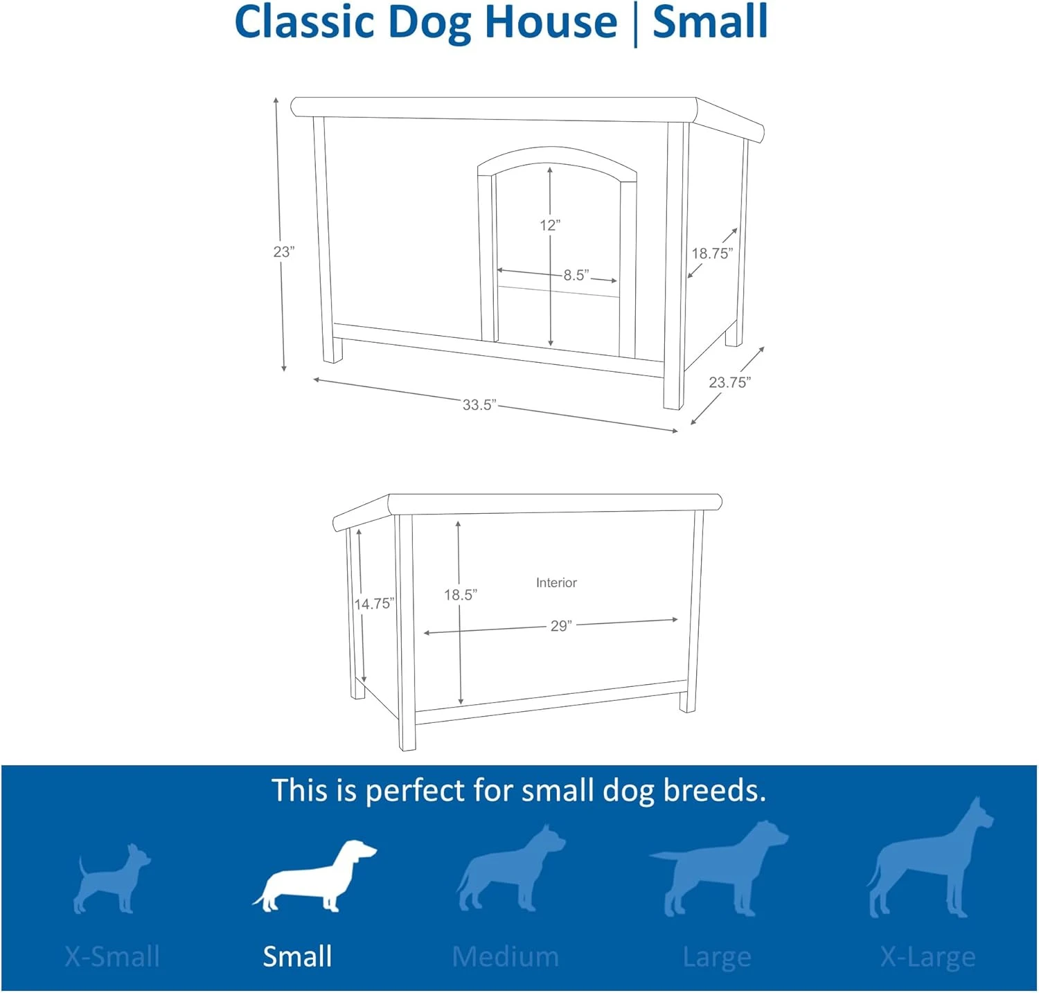 TRIXIE Small natura Classic Outdoor Dog House, Weatherproof Finish, Elevated Flo