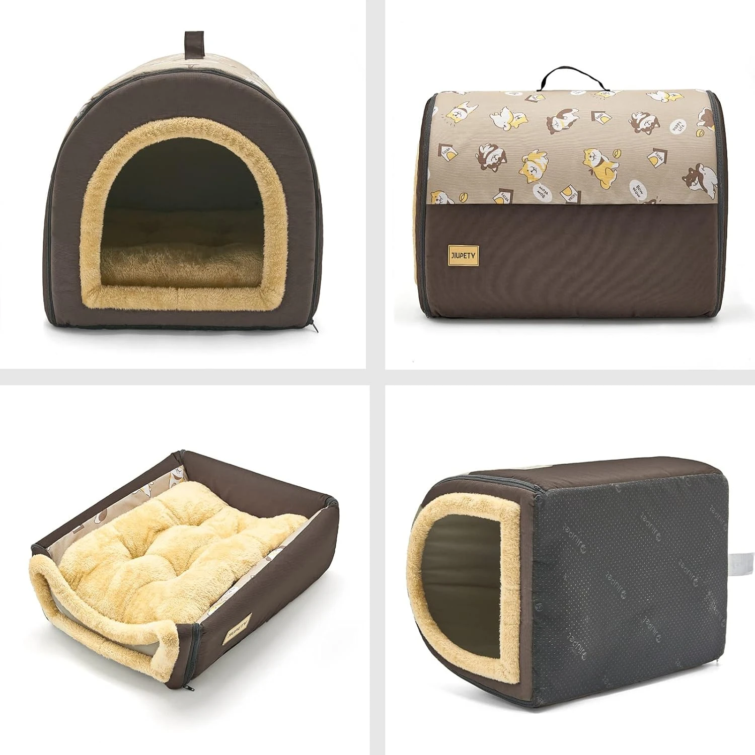 Jiupety Cozy Pet Bed House, 2 in 1 Pet House, L Size for Medium Dog, Warm Cave S