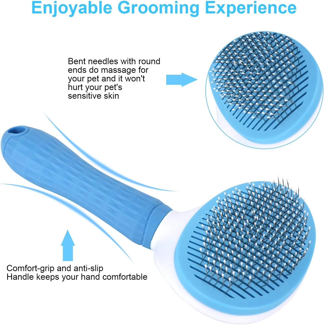 Depets Self Cleaning Slicker Brush, Dog Cat Bunny Pet Grooming Shedding Brush - 
