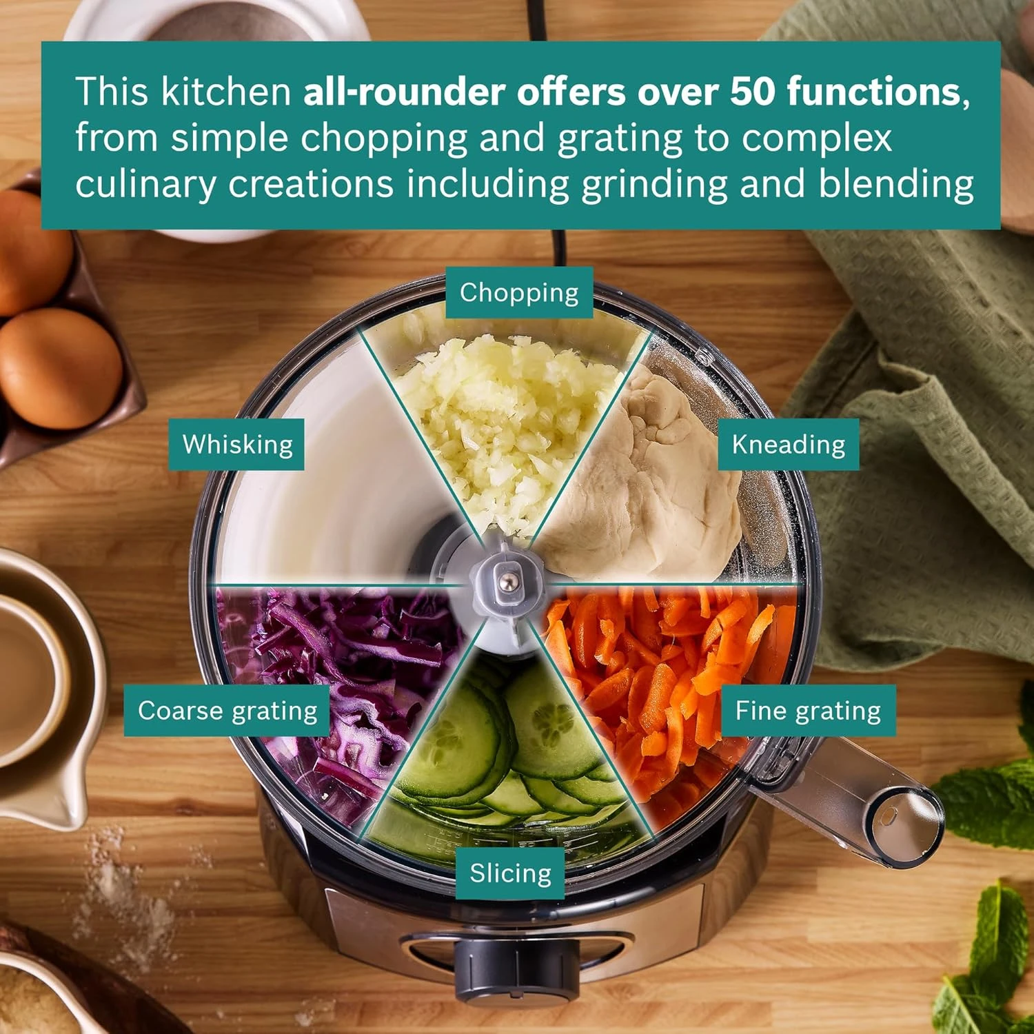 Bosch Food Processor 800 W, Food Processor with Mixer Grinder, Vegetable Chopper