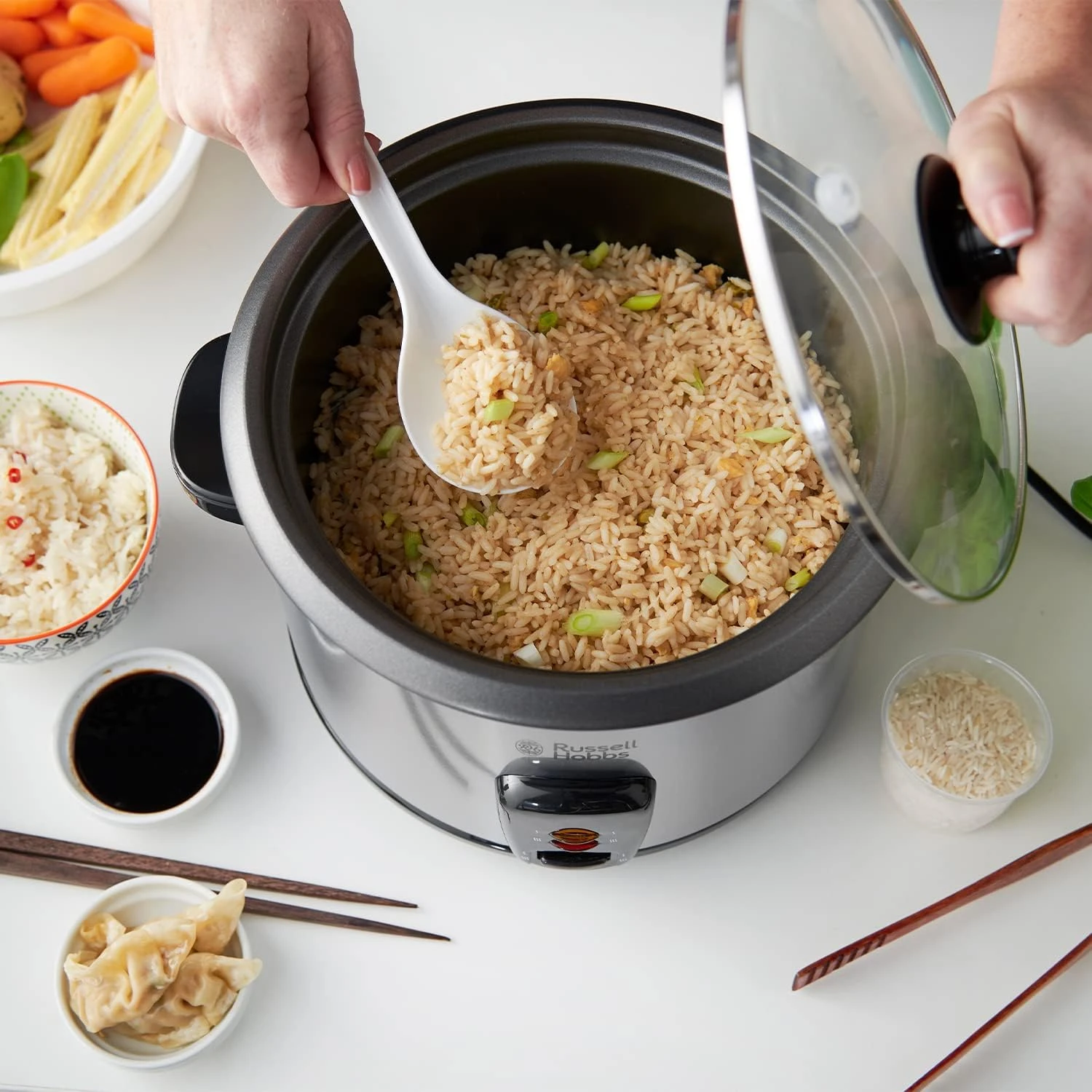 Russell Hobbs (19750) Rice Cooker - 700W, 1.8L, 10 Cups Capacity, Keep Warm, Ste